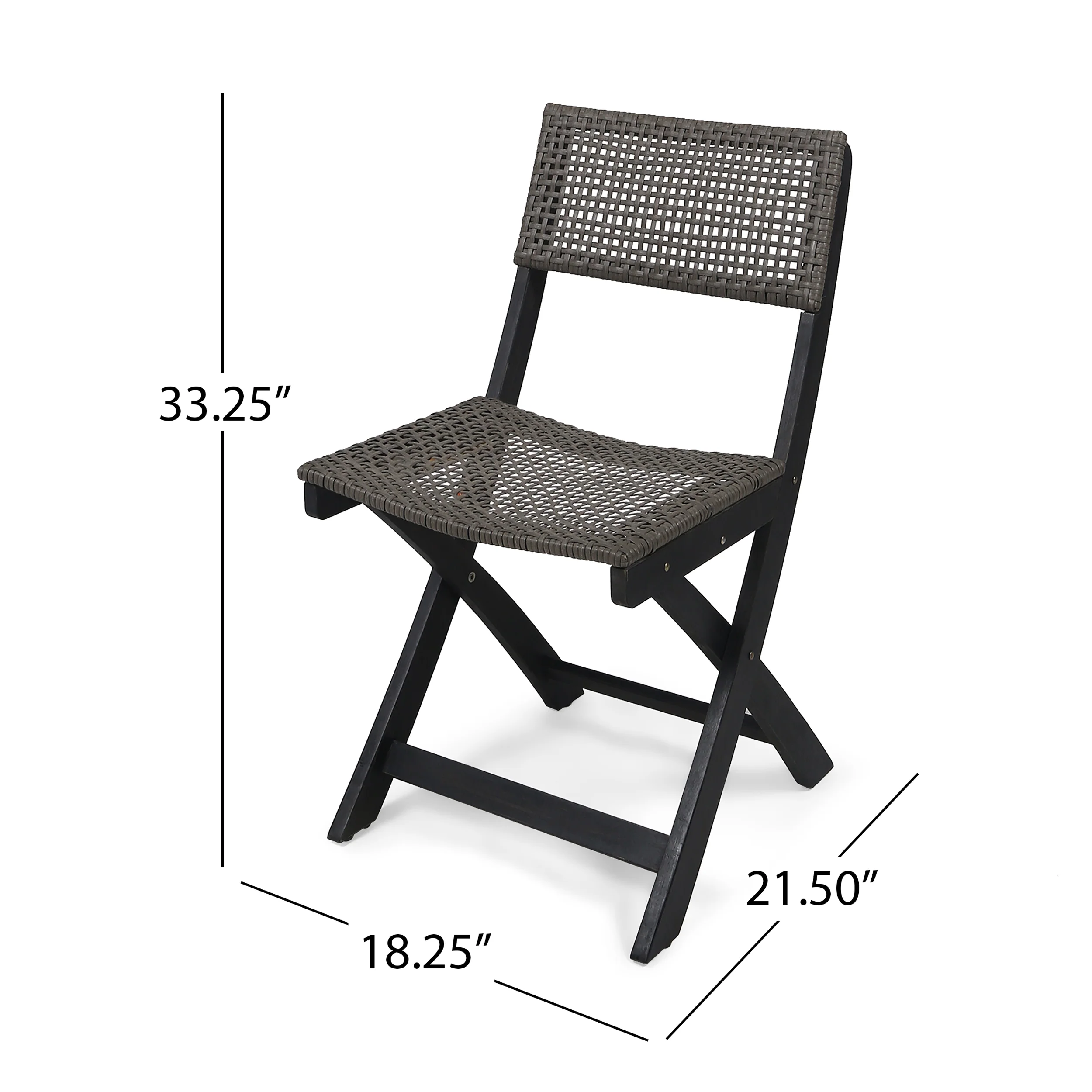Truda Outdoor Acacia Wood Foldable Bistro Chairs with Wicker Seating (Set of 2) - furnishings