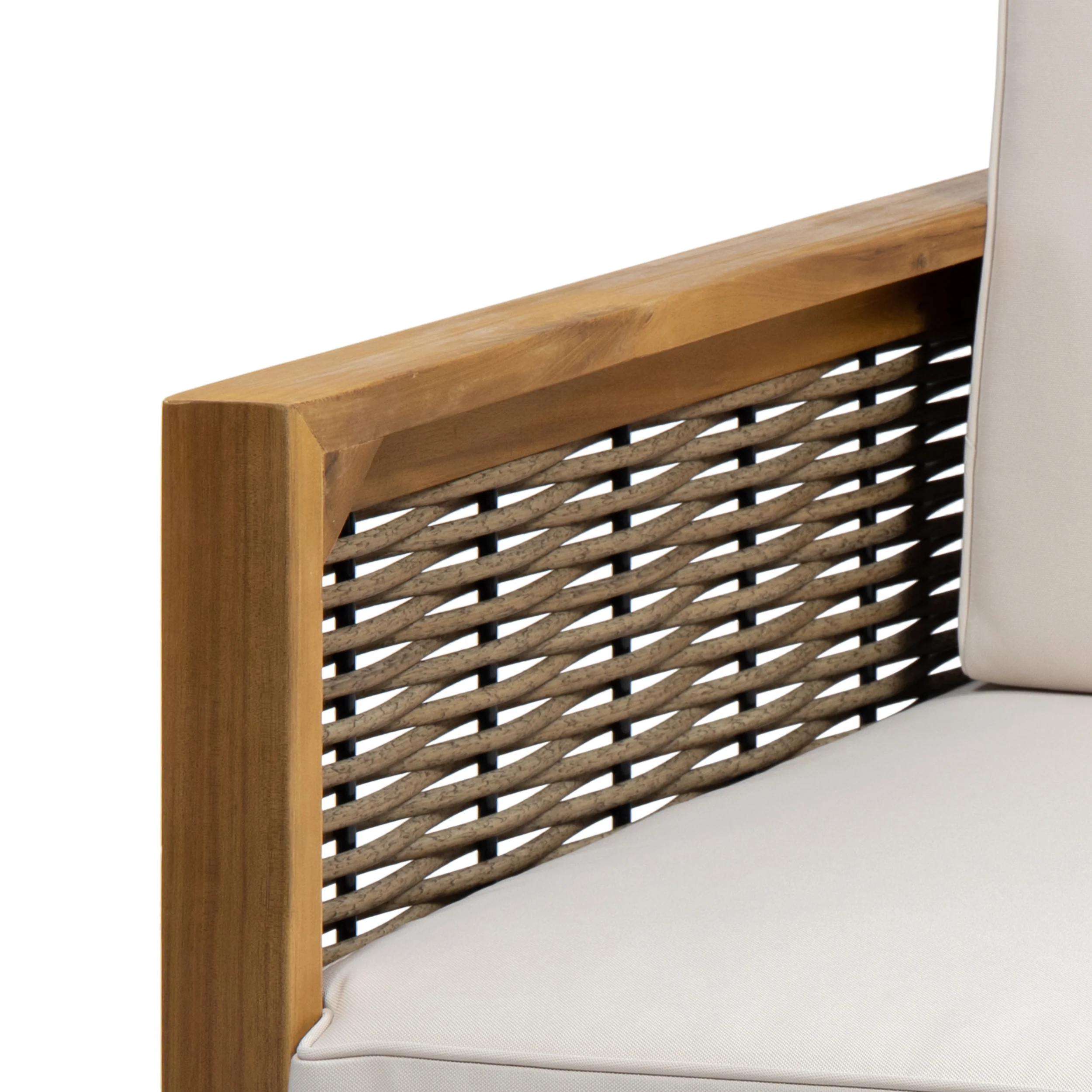 Allegra Outdoor Acacia Wood and Wicker Club Chair - furnishings