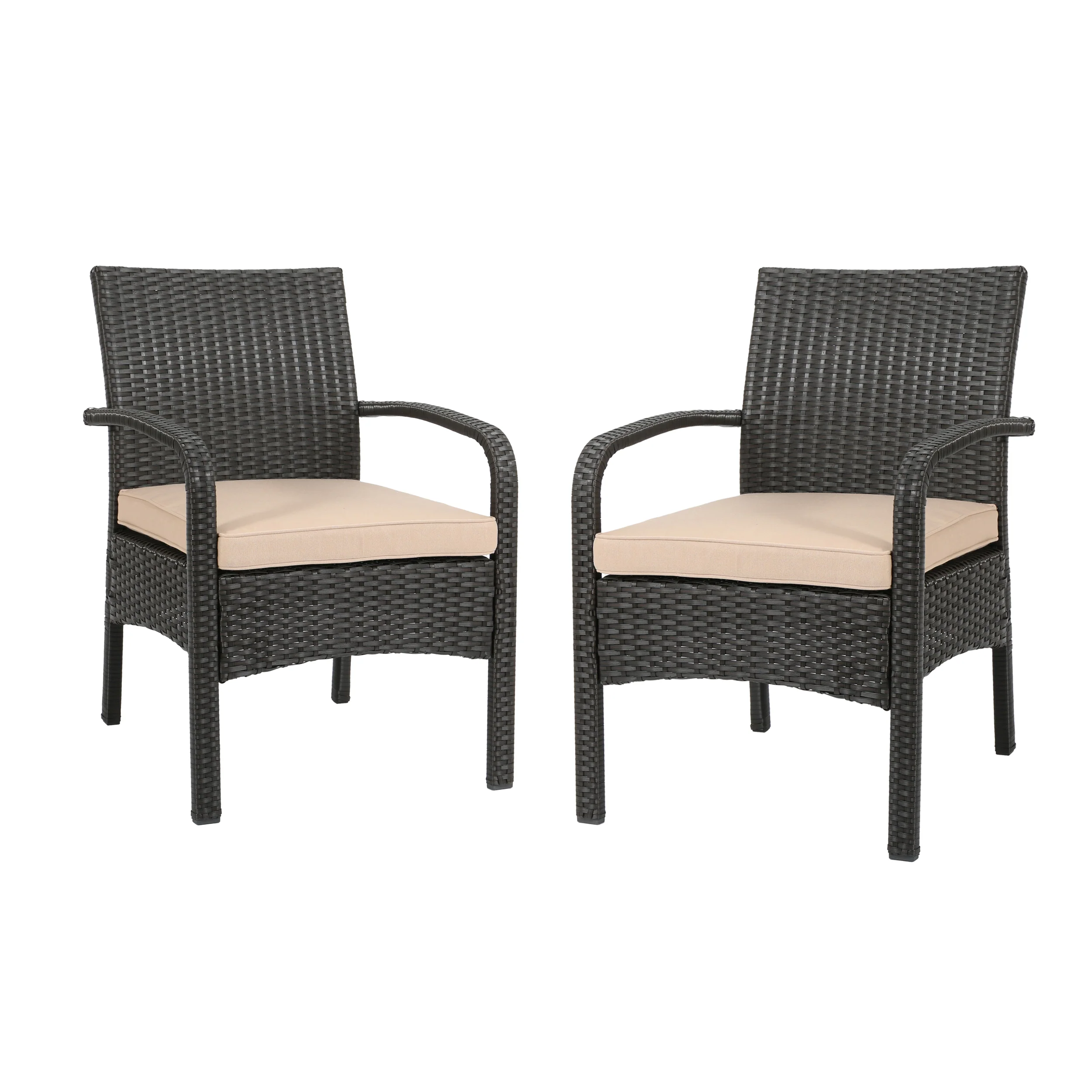 Otto Outdoor Contemporary Wicker Club Chairs with Cushion (Set of 2) - furnishings