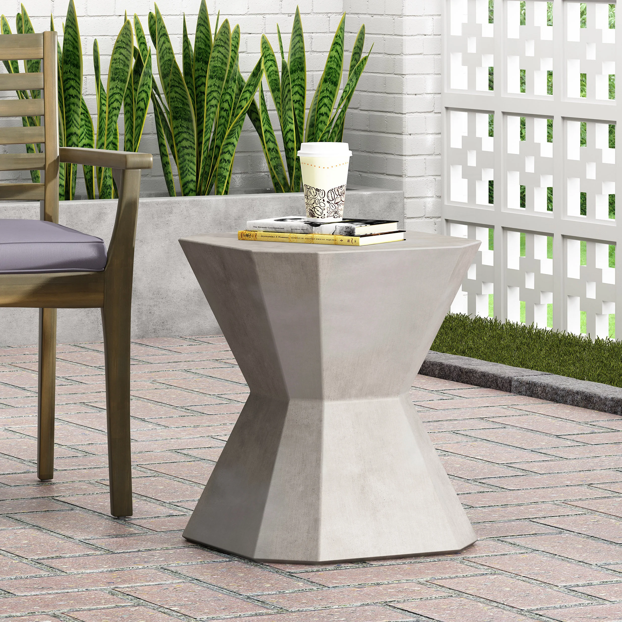 Noyes Outdoor Lightweight Concrete Side Table, Concrete Finish - furnishings