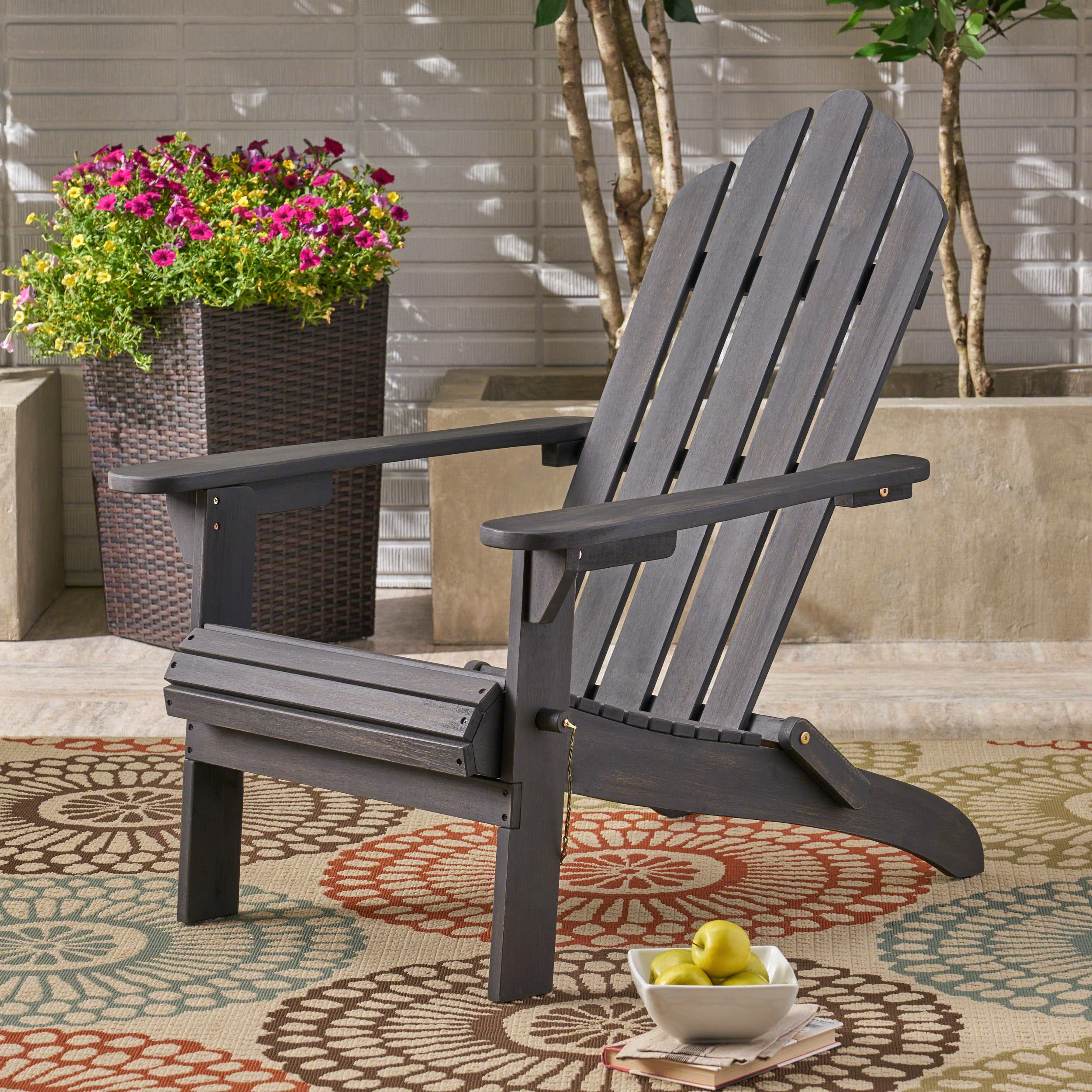 Cara Outdoor Acacia Wood Folding Adirondack Chair - furnishings