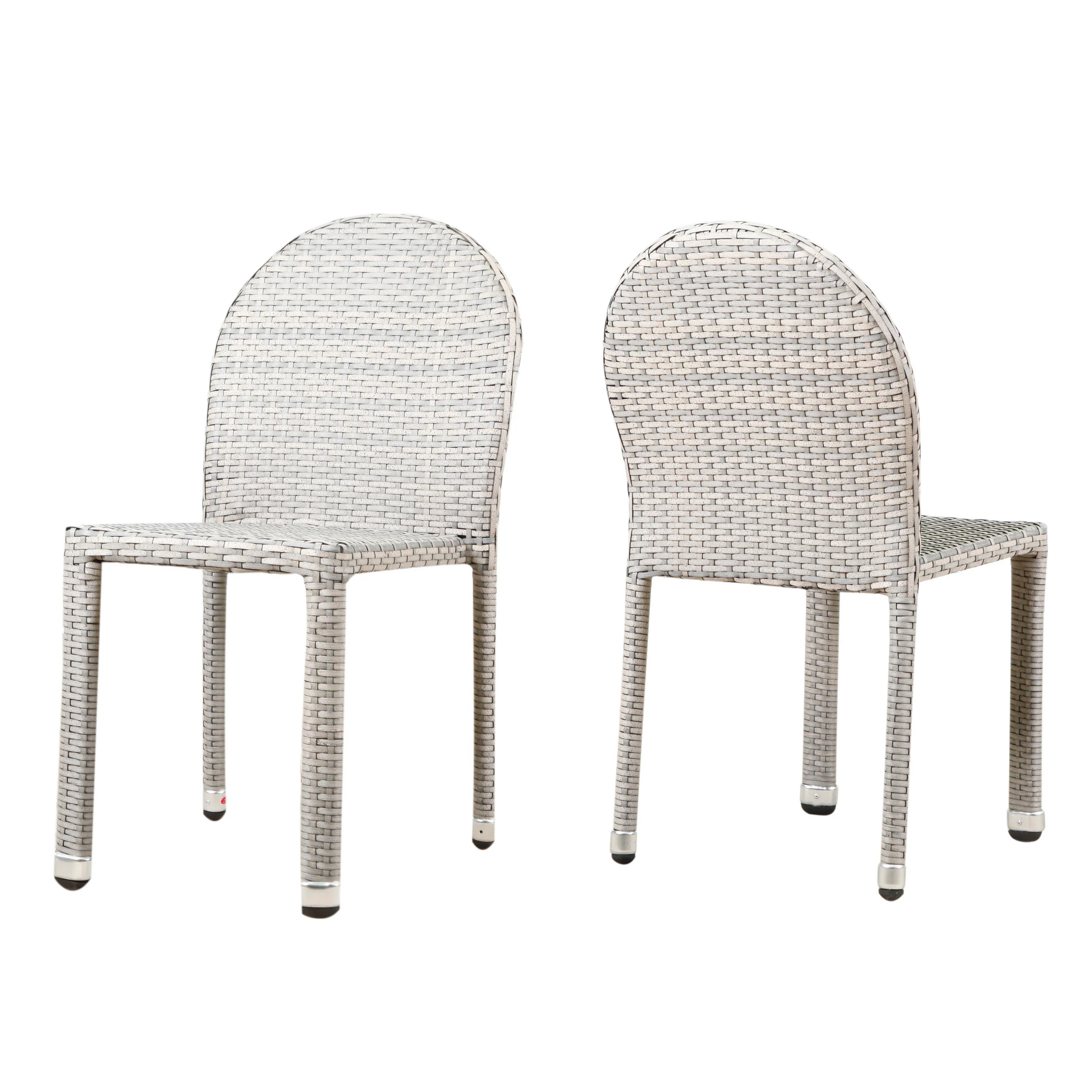 Ava Outdoor Aluminum Frame Wicker Stackable Dining Chairs - Set of 2 - furnishings