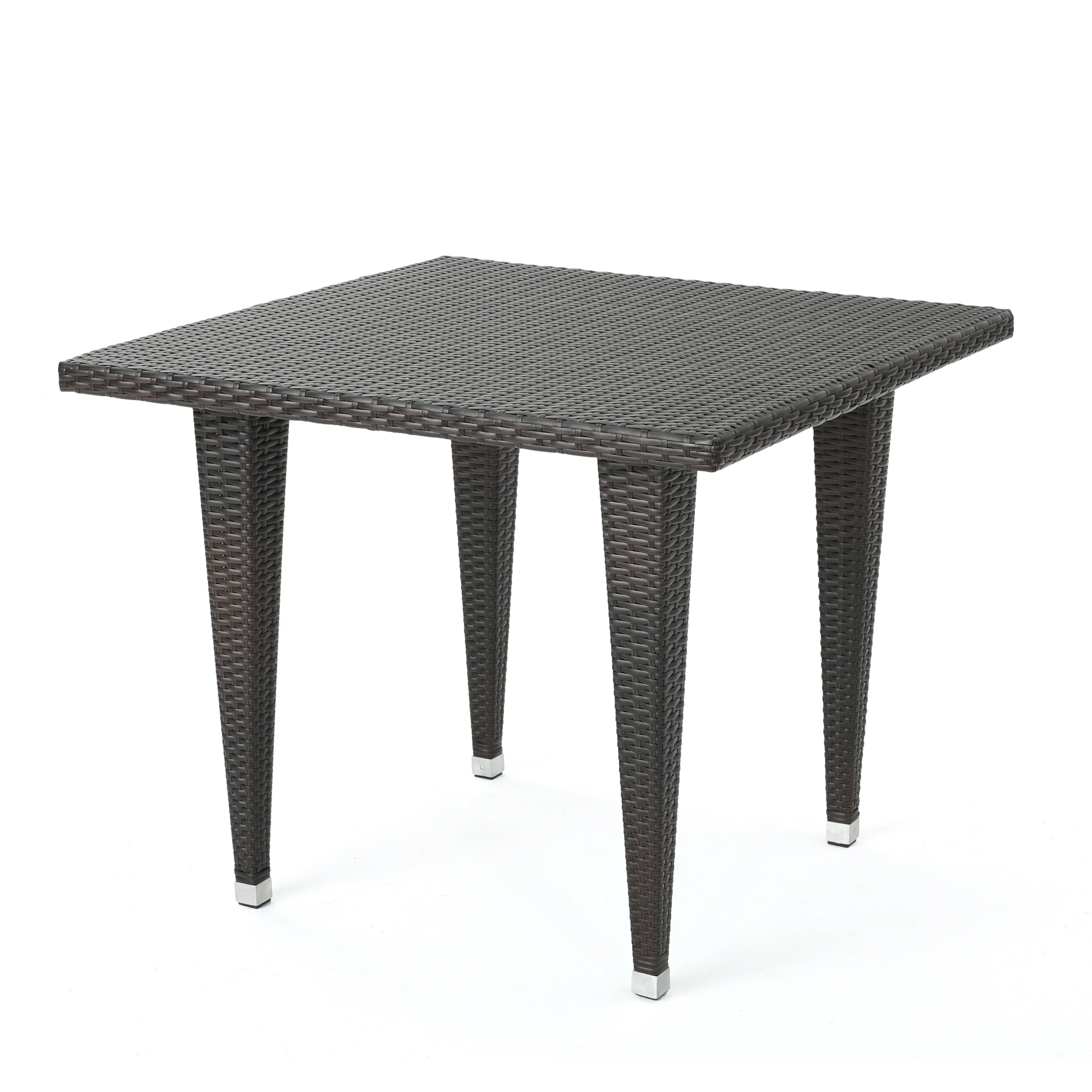 Wiren Contemporary Outdoor Brown Color PEWicker Square Table - furnishings
