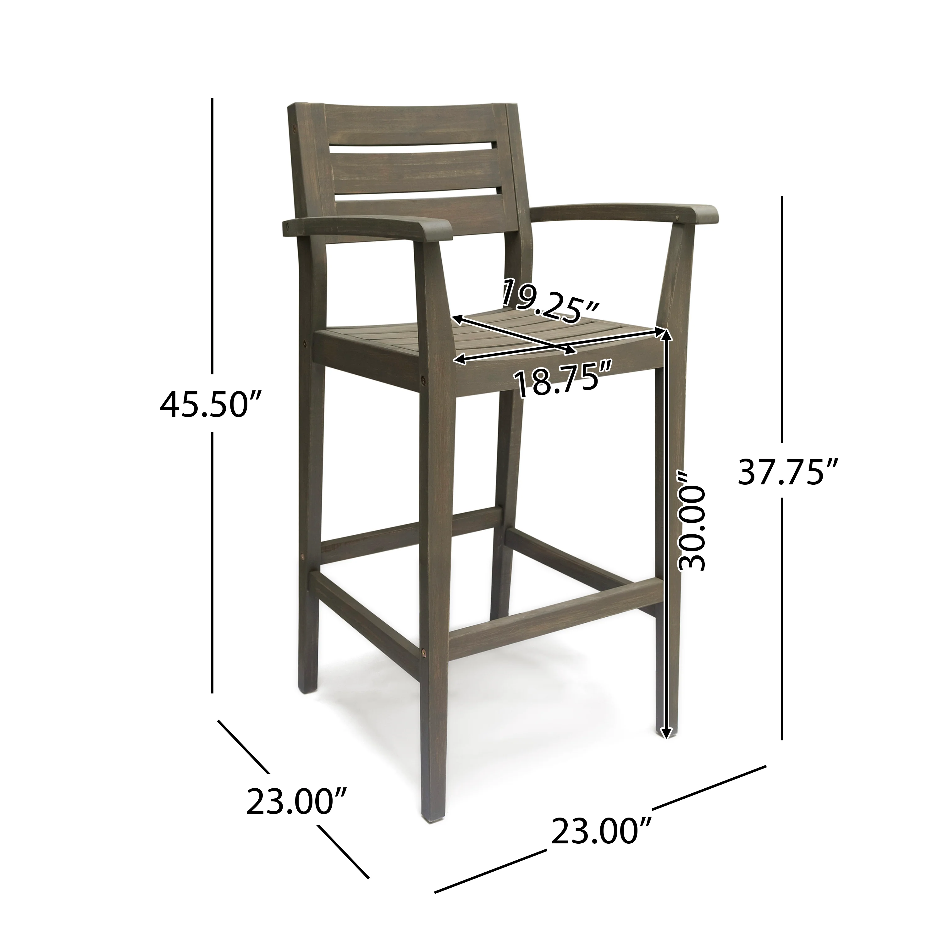 Blair Outdoor Rustic Acacia Wood Barstool (Set of 4) - furnishings