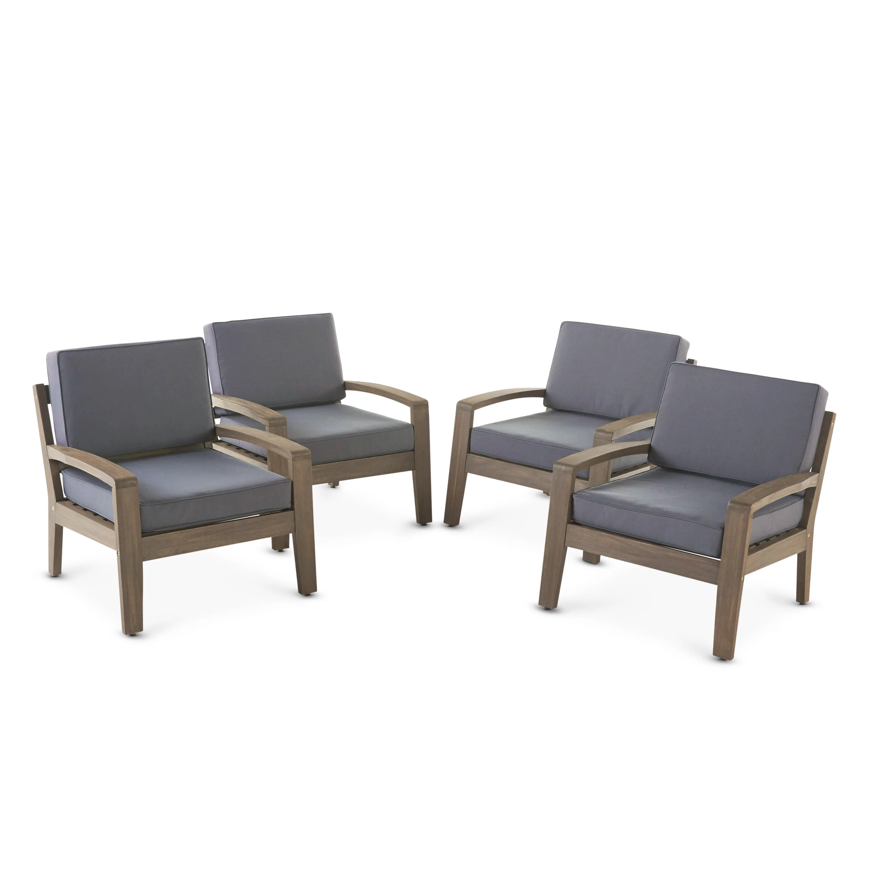 Giselle Outdoor Acacia Wood Club Chairs w/ Water Resistant Cushions - furnishings