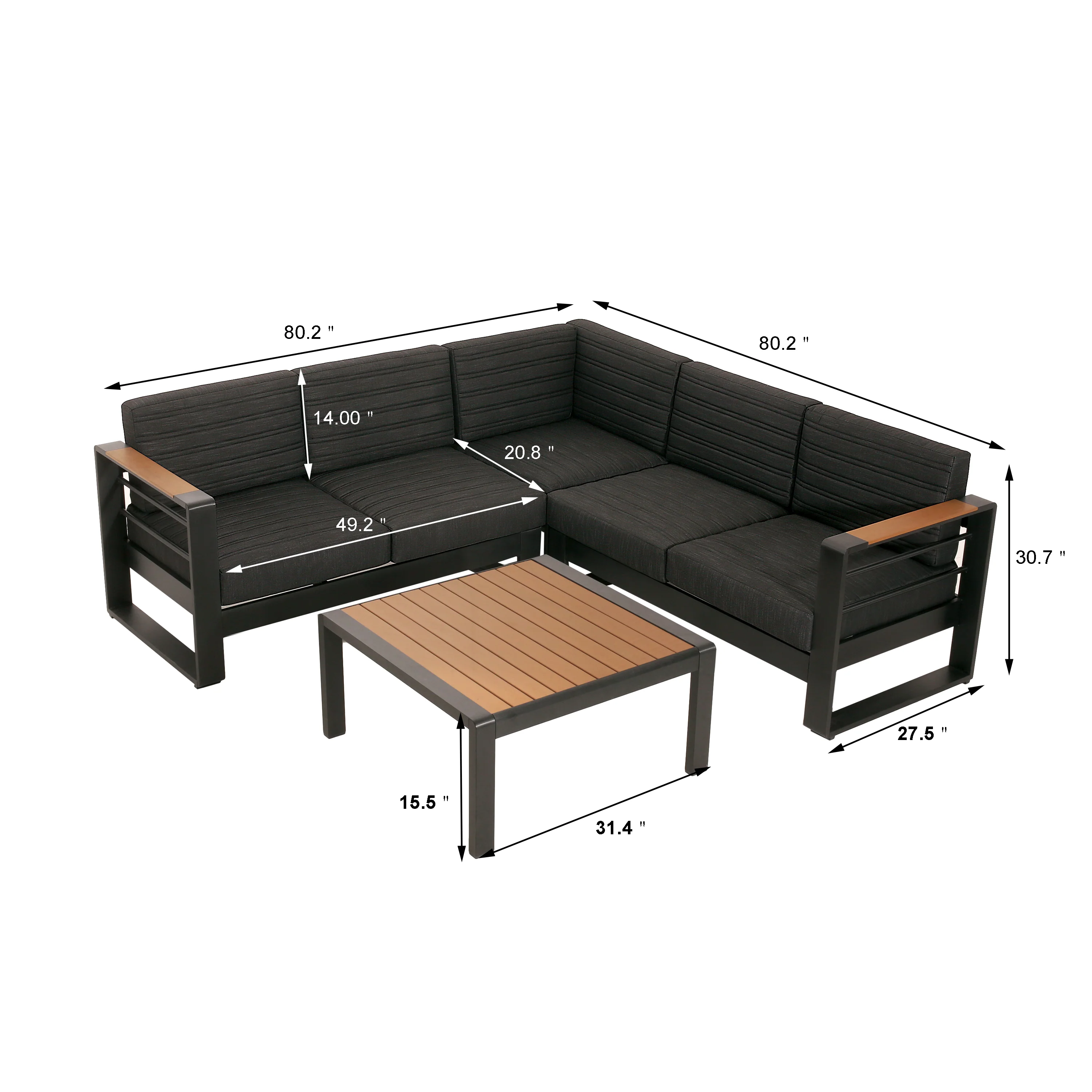 Giovanna Outdoor V Shape Conversational Set with Cushions - furnishings