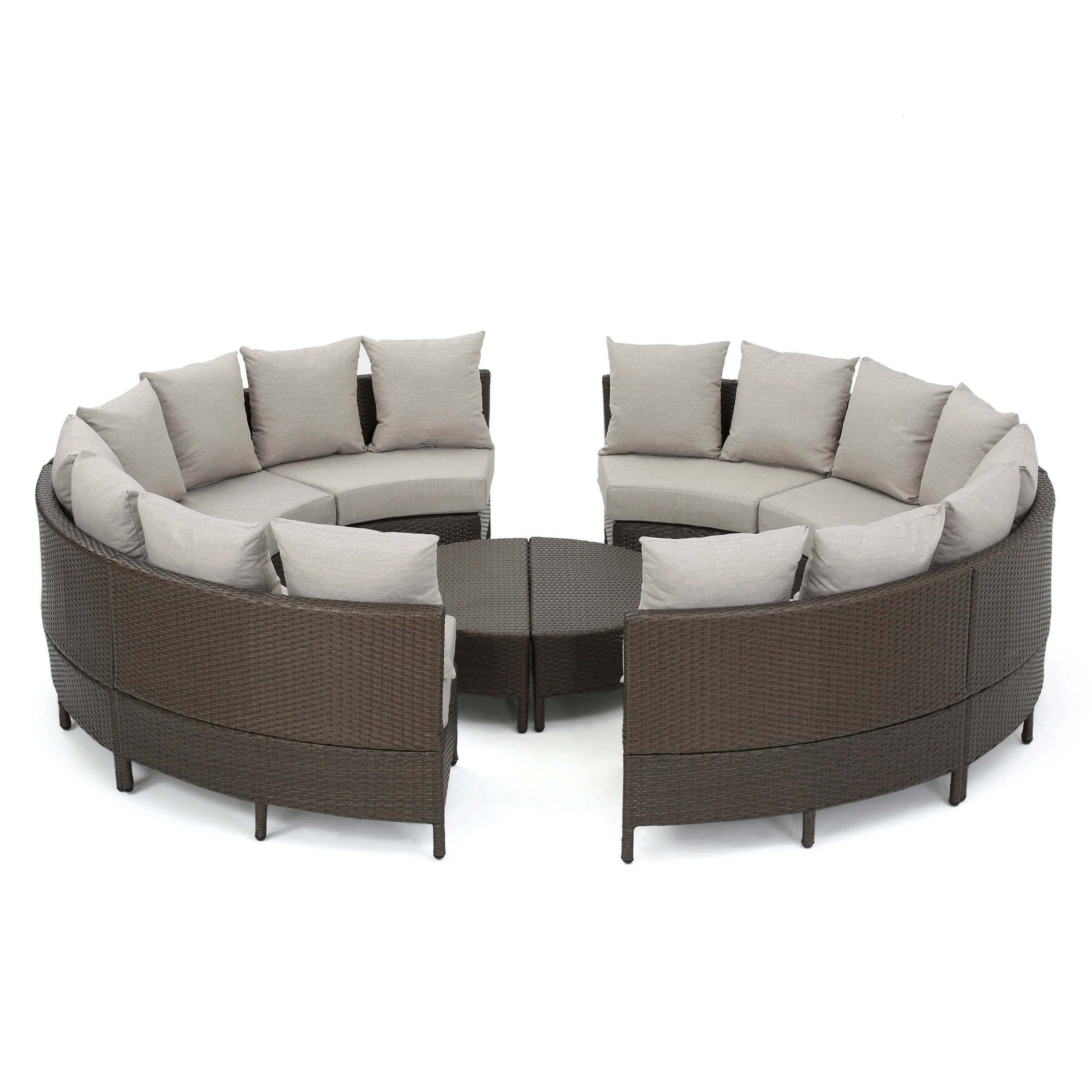 Alacati 10Pc Outdoor Wicker Sofa Set w/ Cushions - furnishings