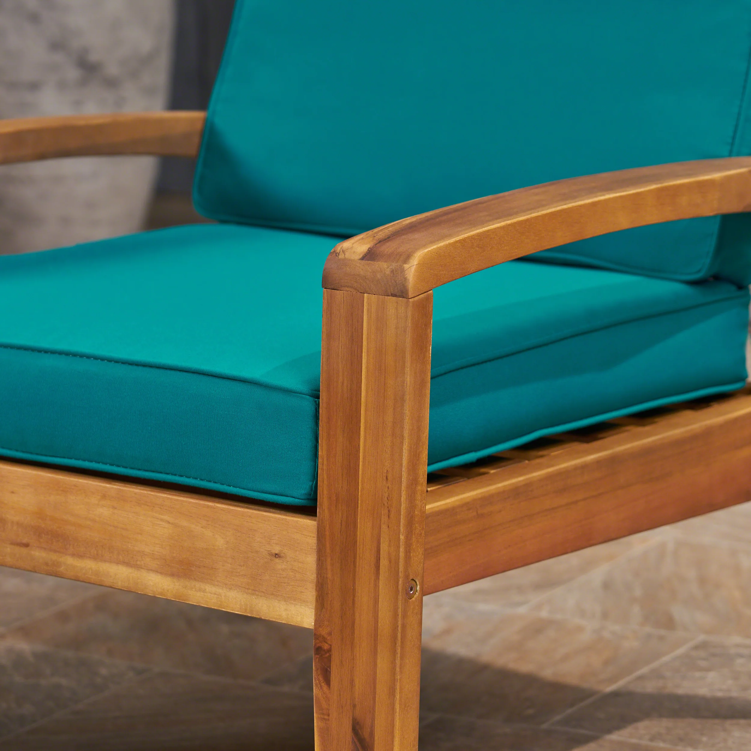 Parma Outdoor Acacia Wood Club Chairs with Sunbrella Cushions - furnishings