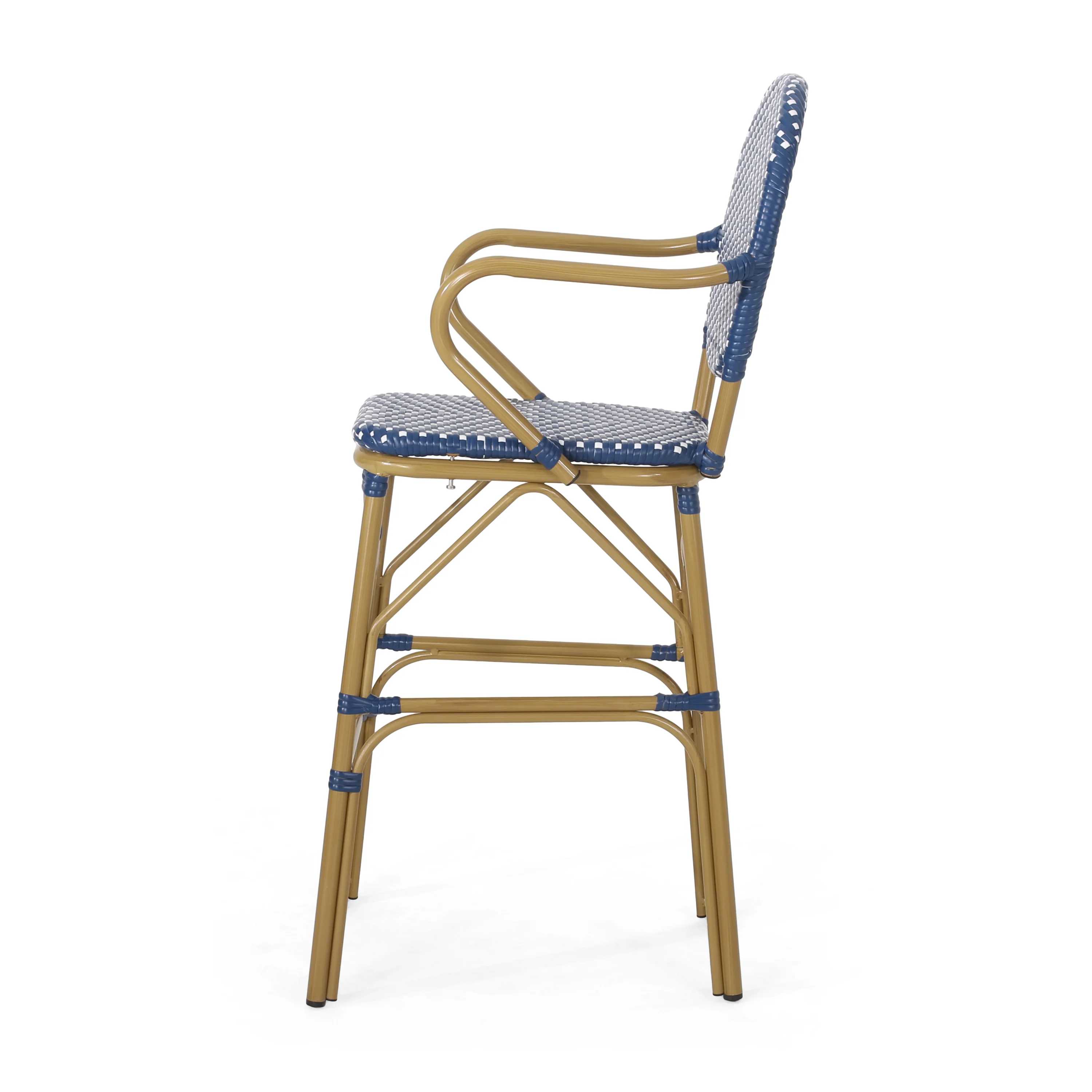 Danberry Outdoor Wicker and Aluminum 29.5 Inch French Barstools, Set of 4 - furnishings