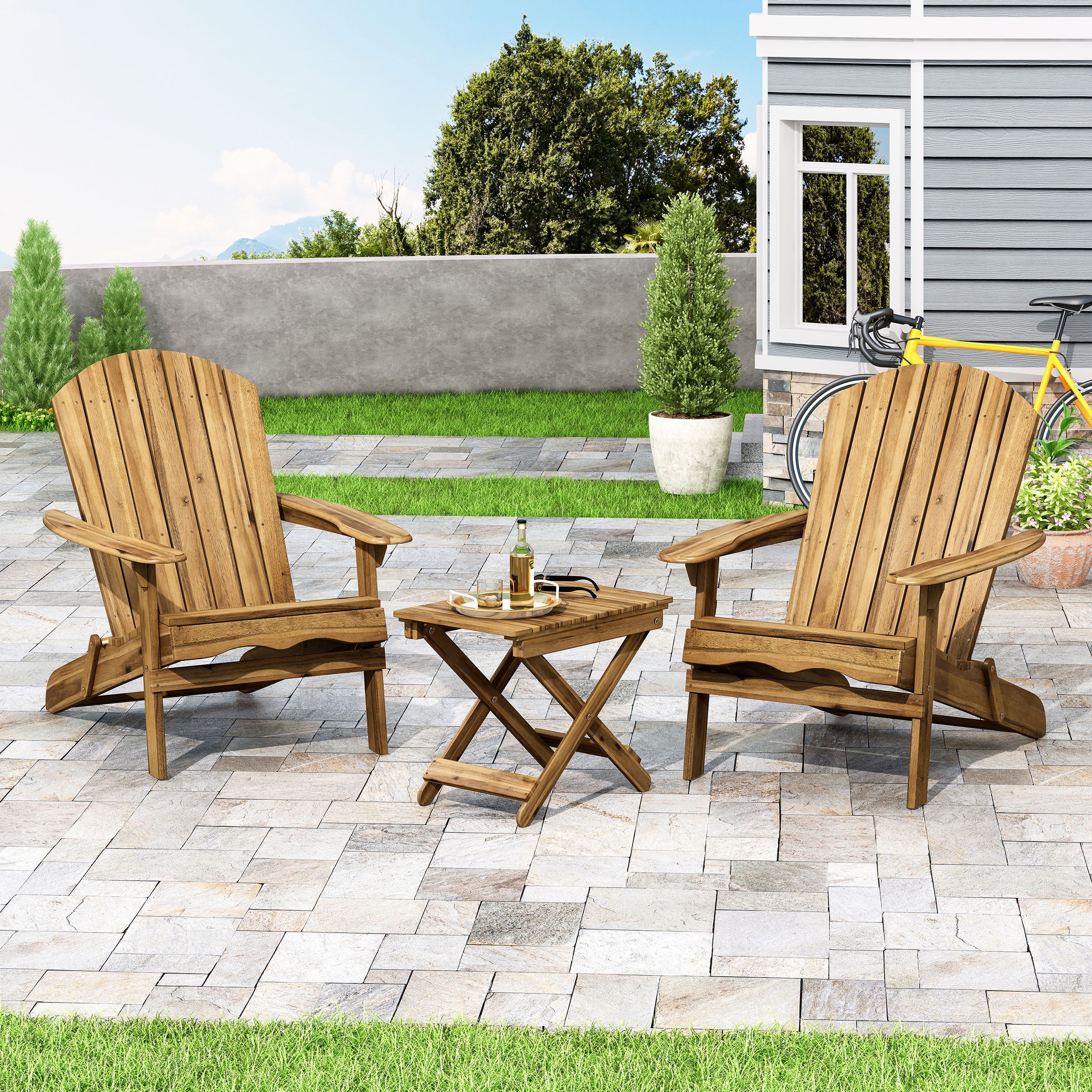 Reed Outdoor 2 Seater Acacia Wood Chat Set - furnishings