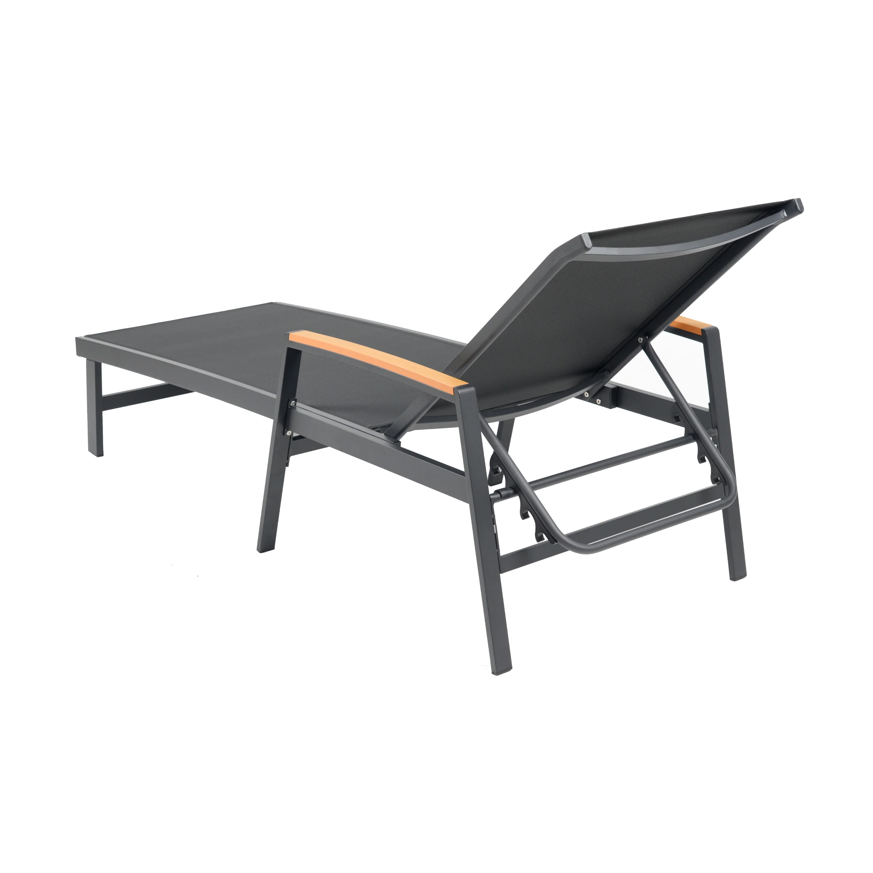 Joy Outdoor Aluminum Chaise Lounge Set with C-Shaped End Table - furnishings