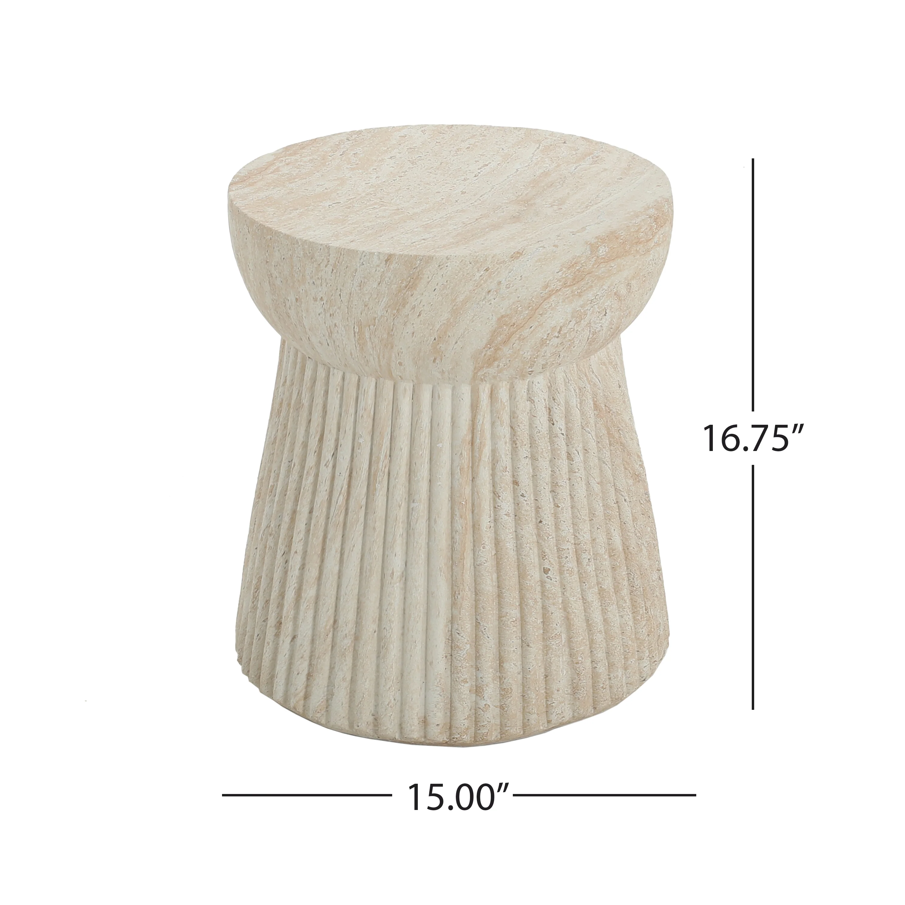 Isoldee Travertine Concrete Side Table - furnishings