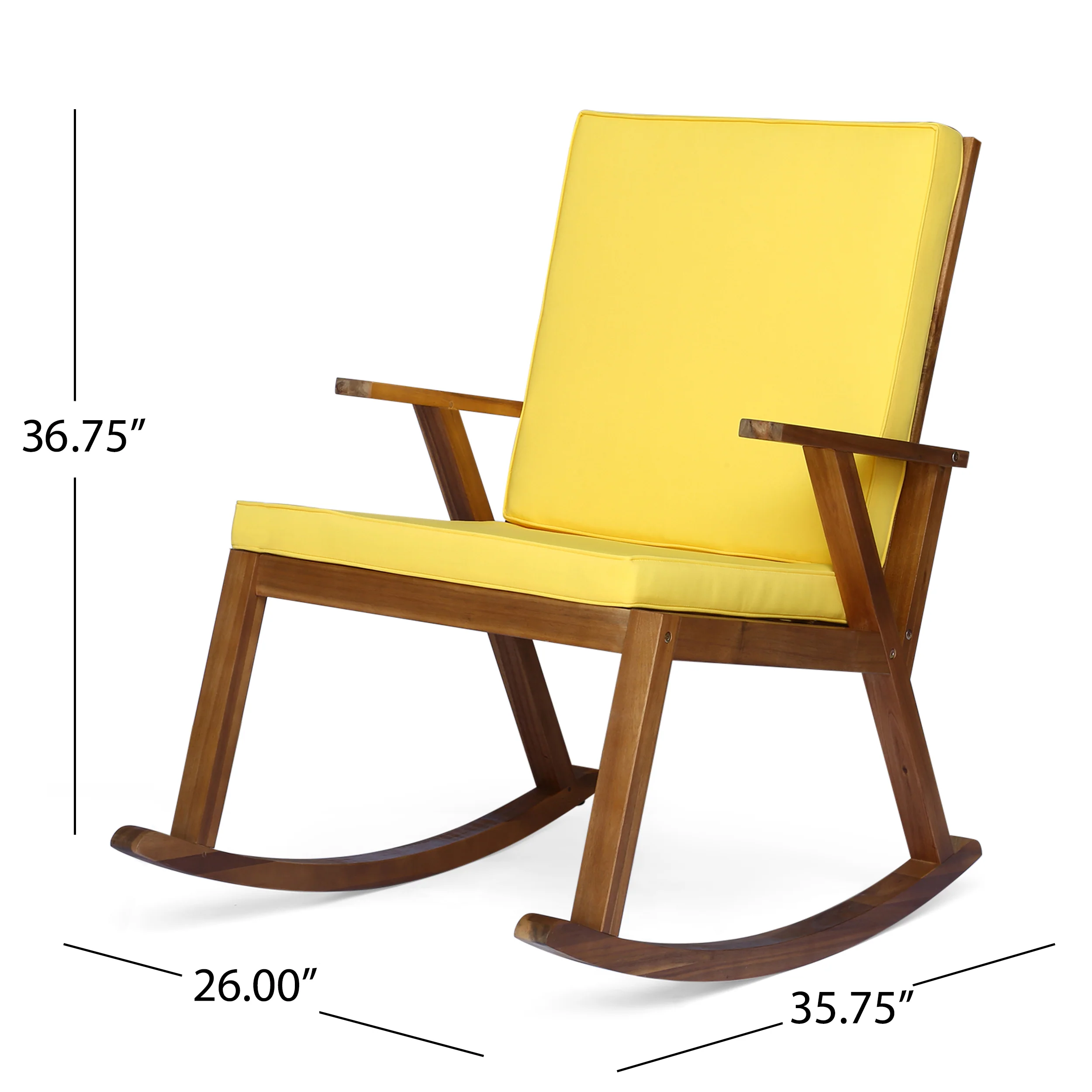 Andy Outdoor Acacia Wood Rocking Chair with Water-Resistant Cushions - furnishings