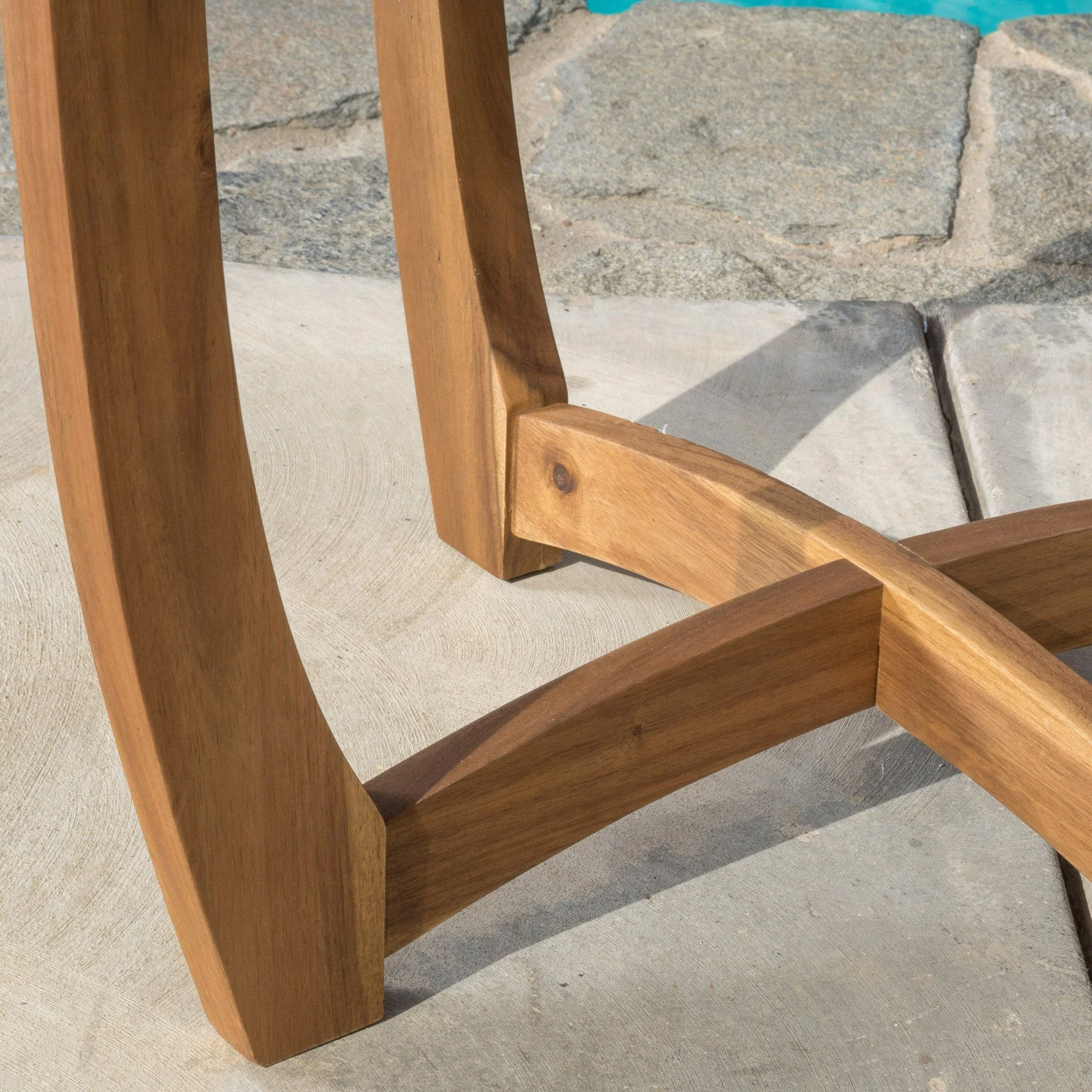 CoastSide Outdoor 3-Piece Teak Finish Acacia Wood Bistro Set with Cream Cushions - furnishings