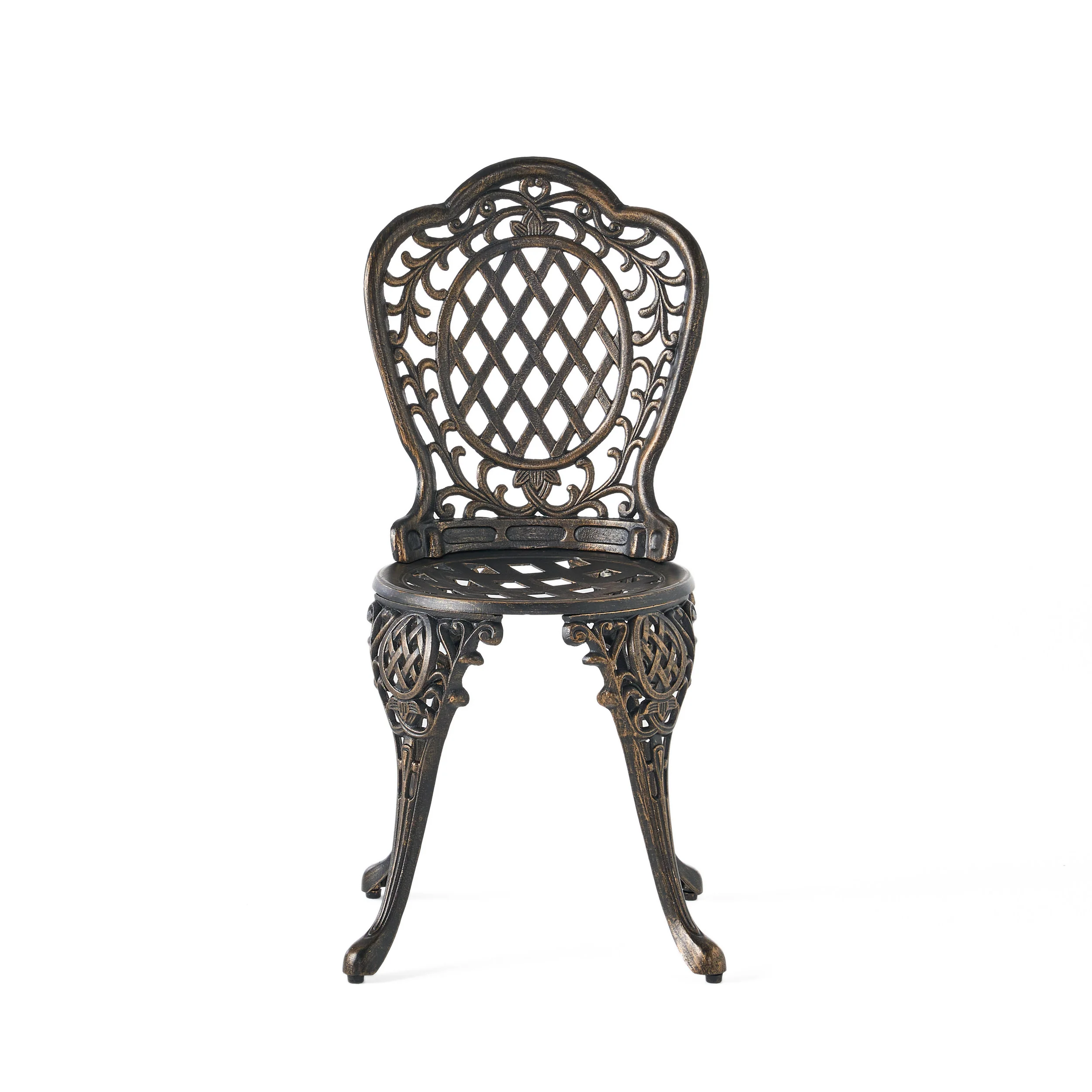 Modena Traditional Outdoor 3-Piece Bronze Cast Aluminum Bistro Set - furnishings