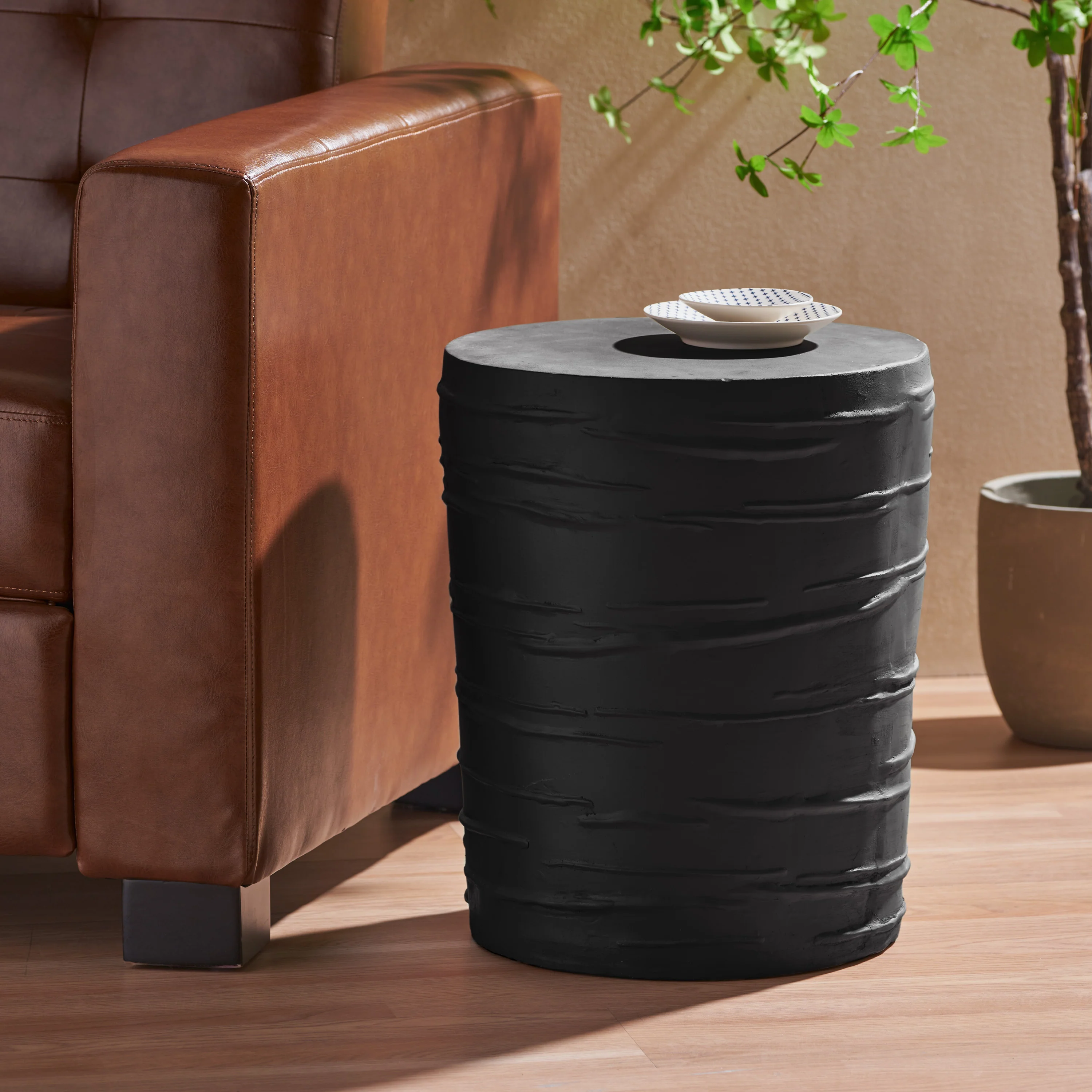 Aubree Outdoor 16-inch Light-Weight Concrete Side Table - furnishings