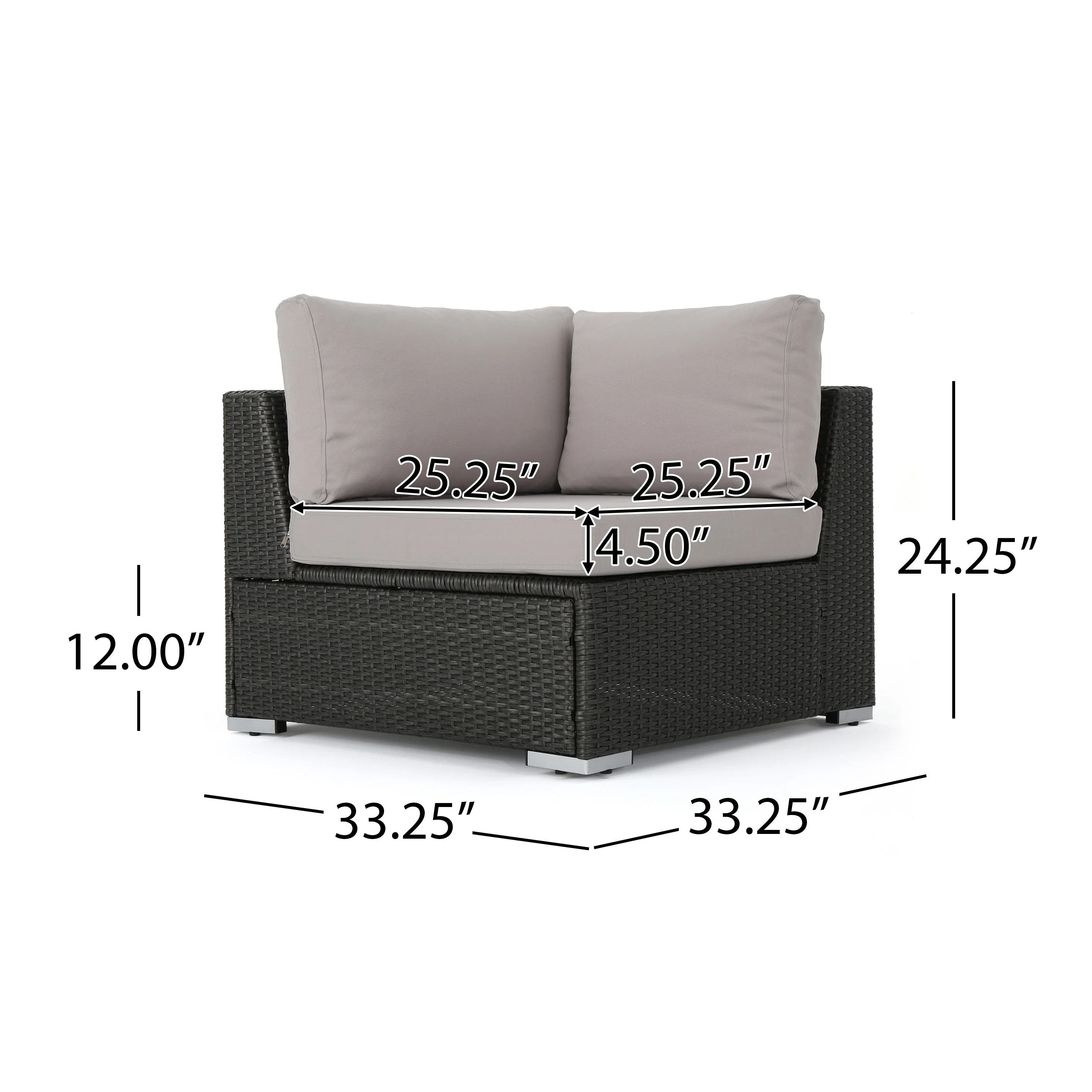 Francisco 7pc Outdoor Gray Wicker Seating Sectional Set w/ Cushions - furnishings