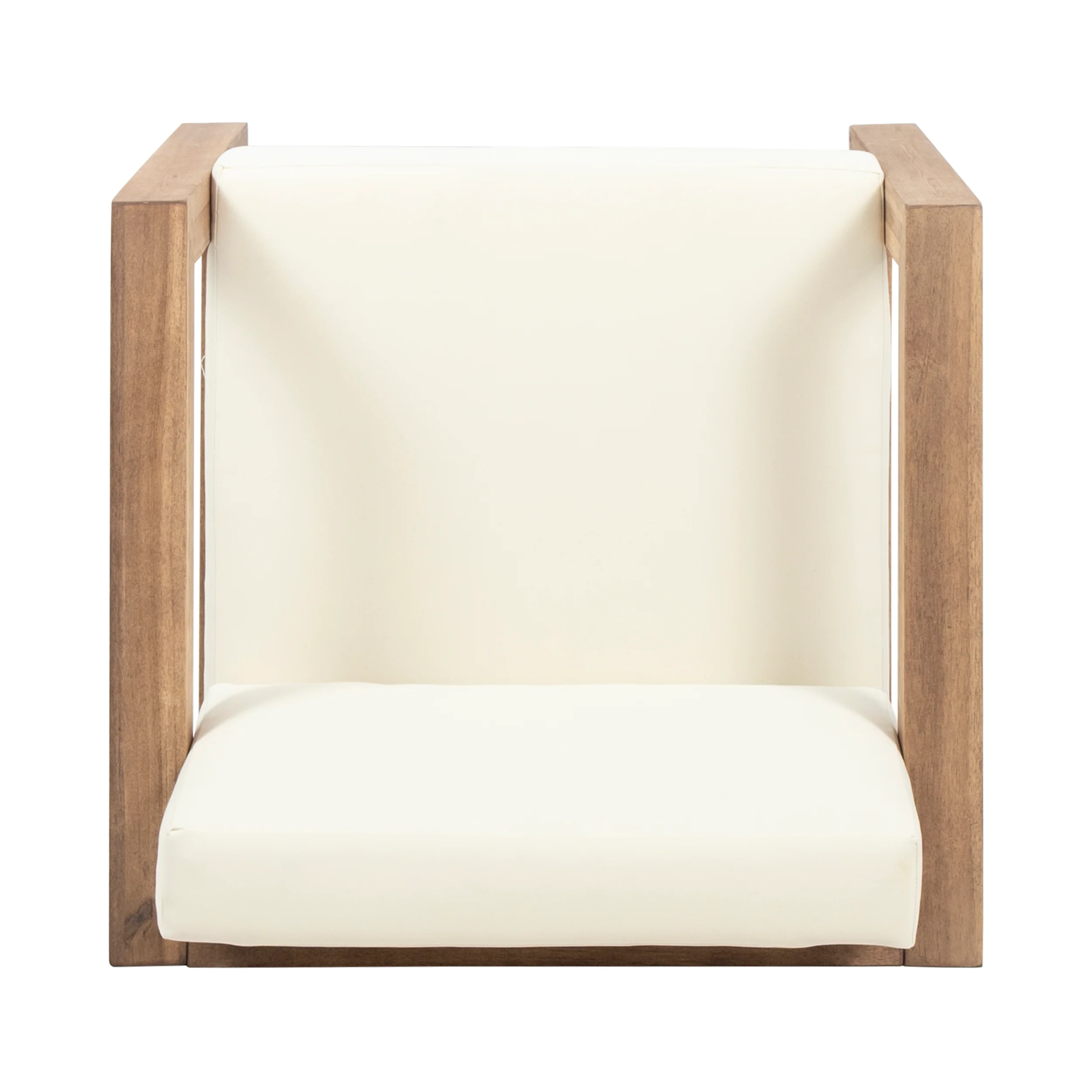 Lucia Outdoor Wooden Club Chairs with Cushions (Set of 2), Beige and Brown Finish - furnishings