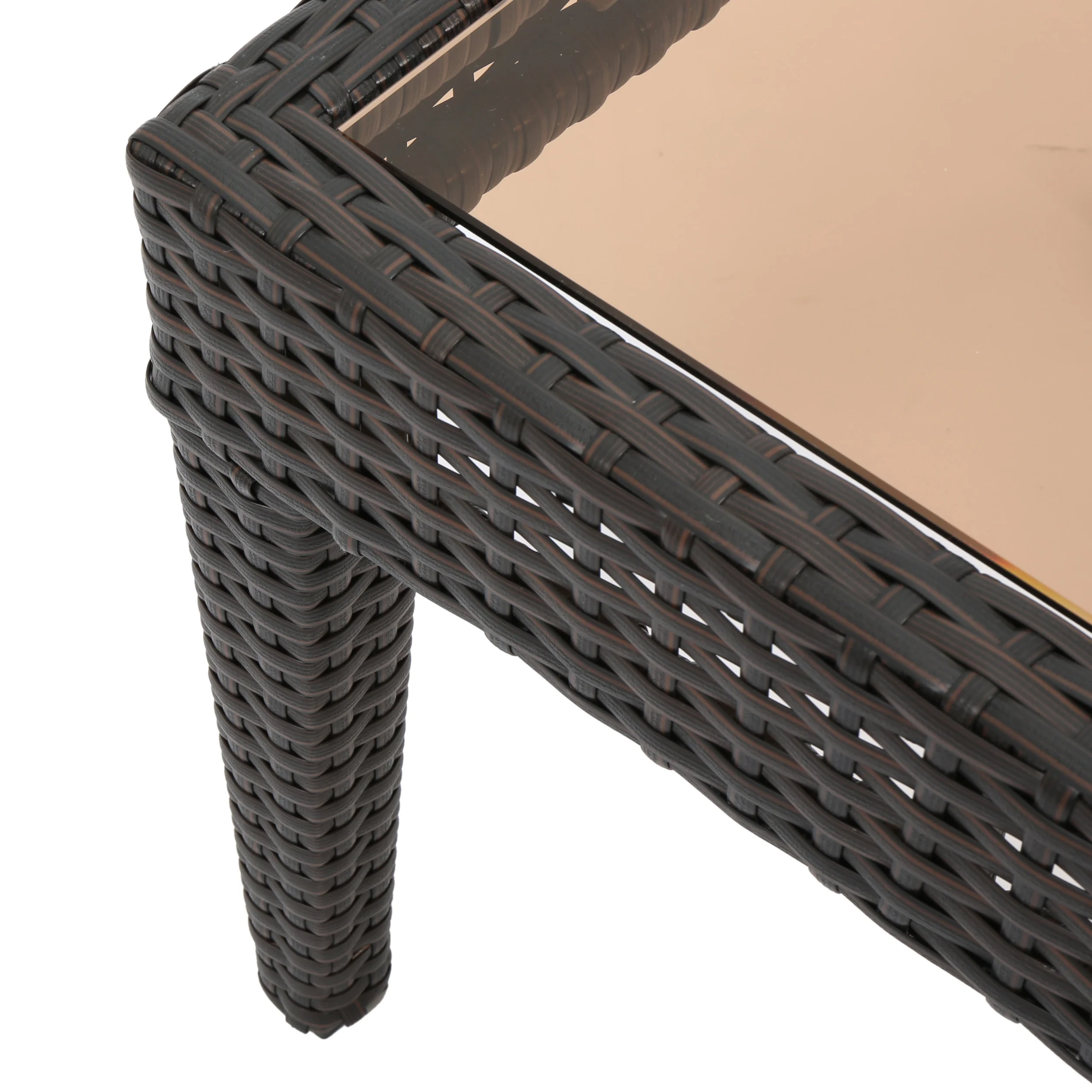 Jermaine Outdoor Brown Wicker Side Table - furnishings