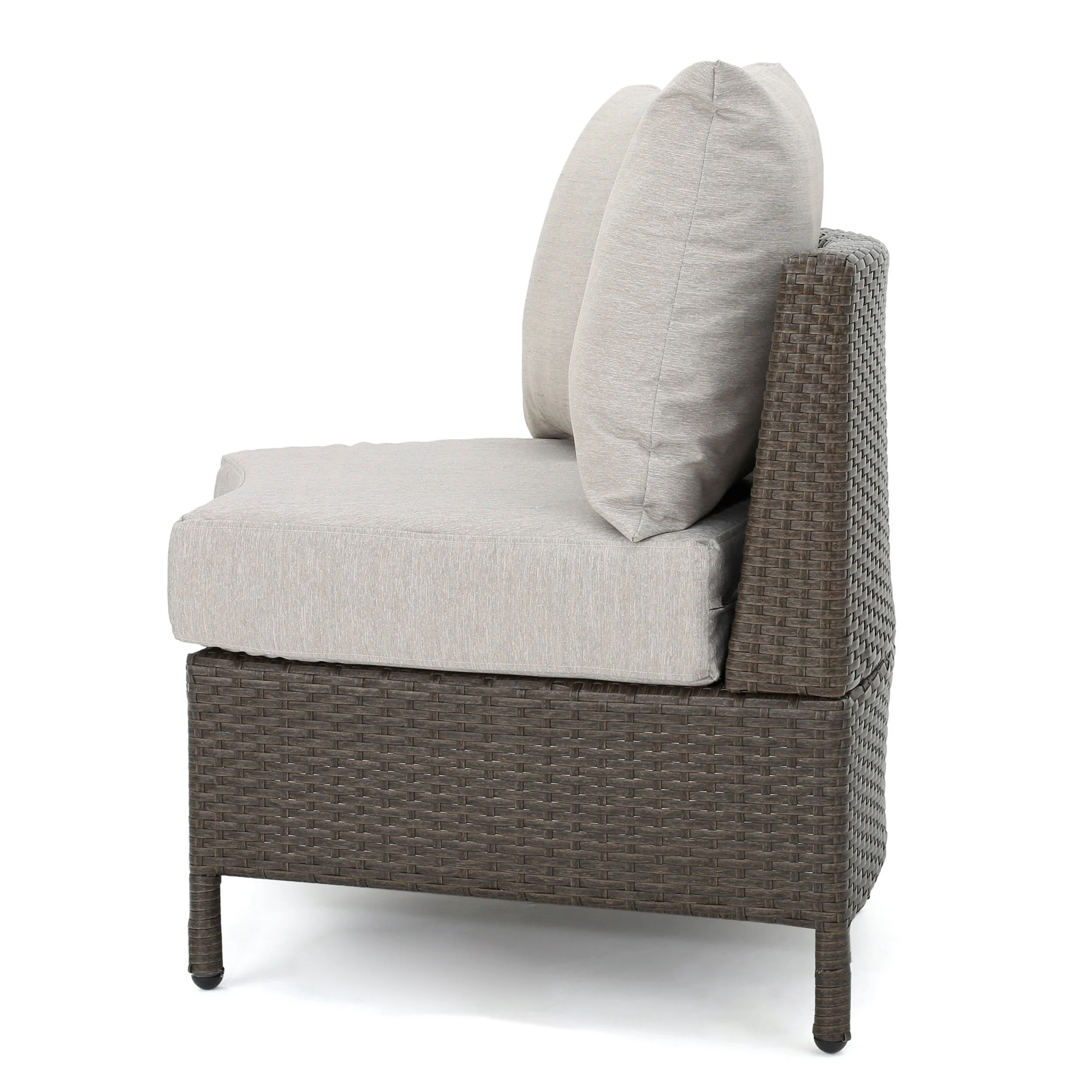 Harper Outdoor Wicker Curved Loveseat Sectional with Cushions - furnishings