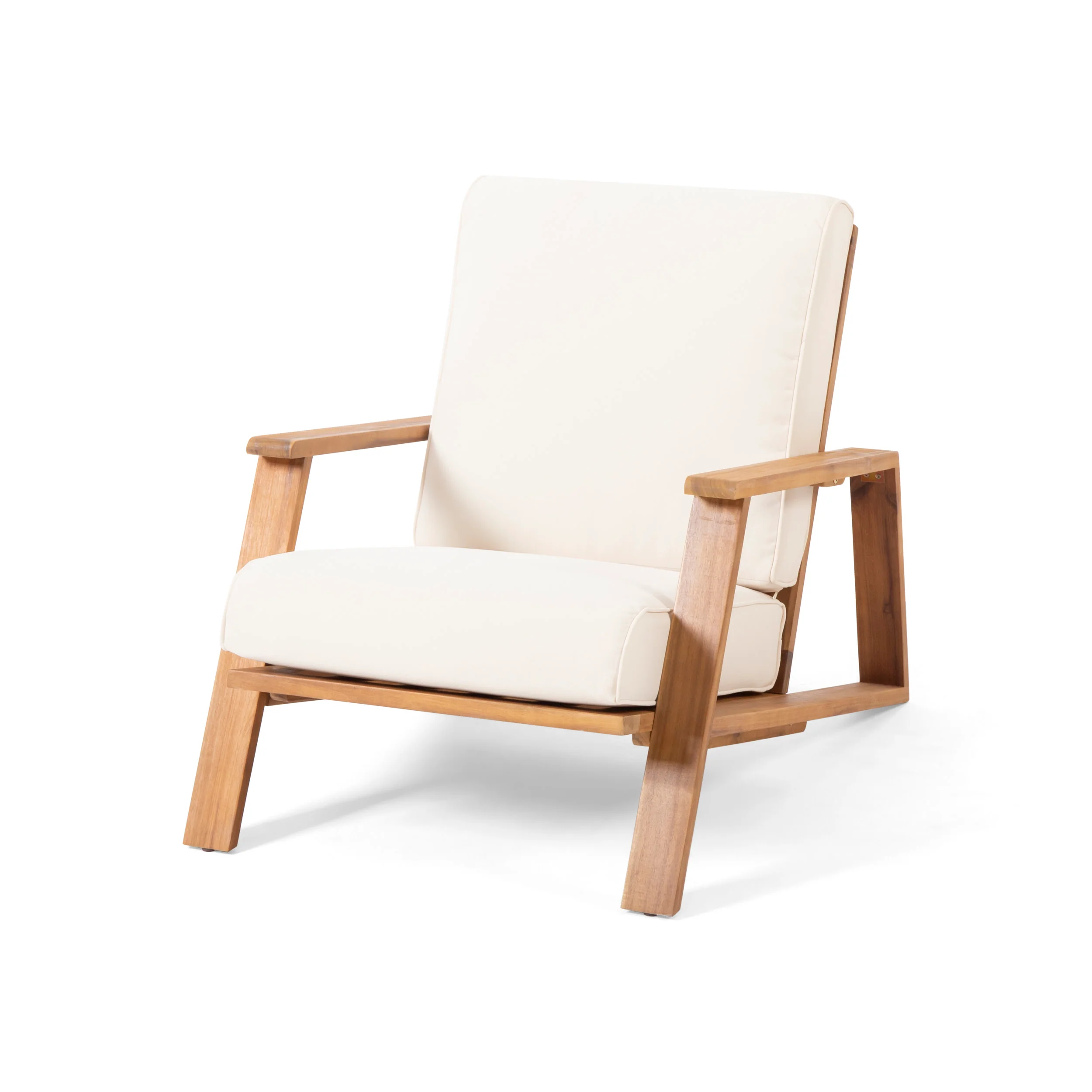 Youssef Outdoor Acacia Wood Club Chair with Cushion - furnishings