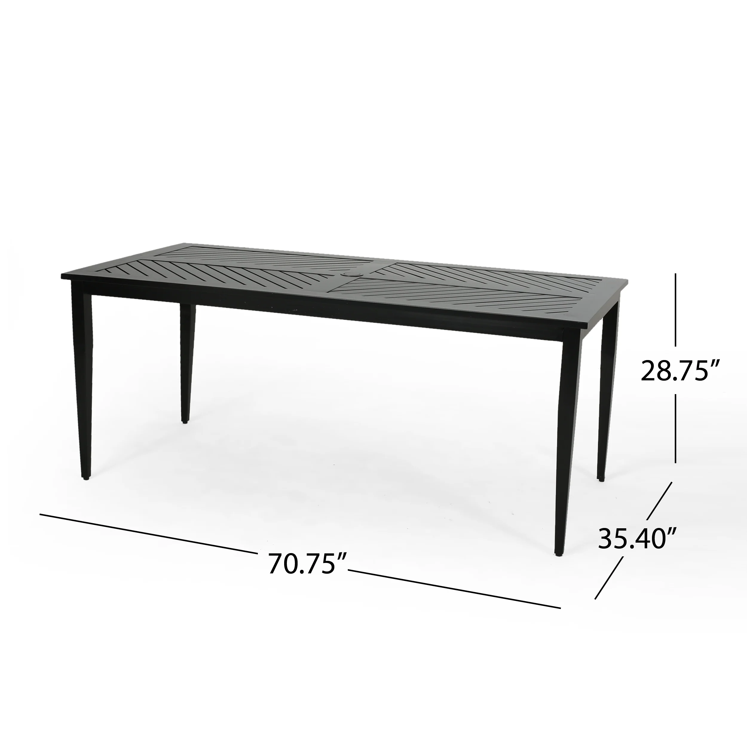Carlson Diego Outdoor 71 Inch Aluminum Rectangular Dining Table, Matte Black - furnishings