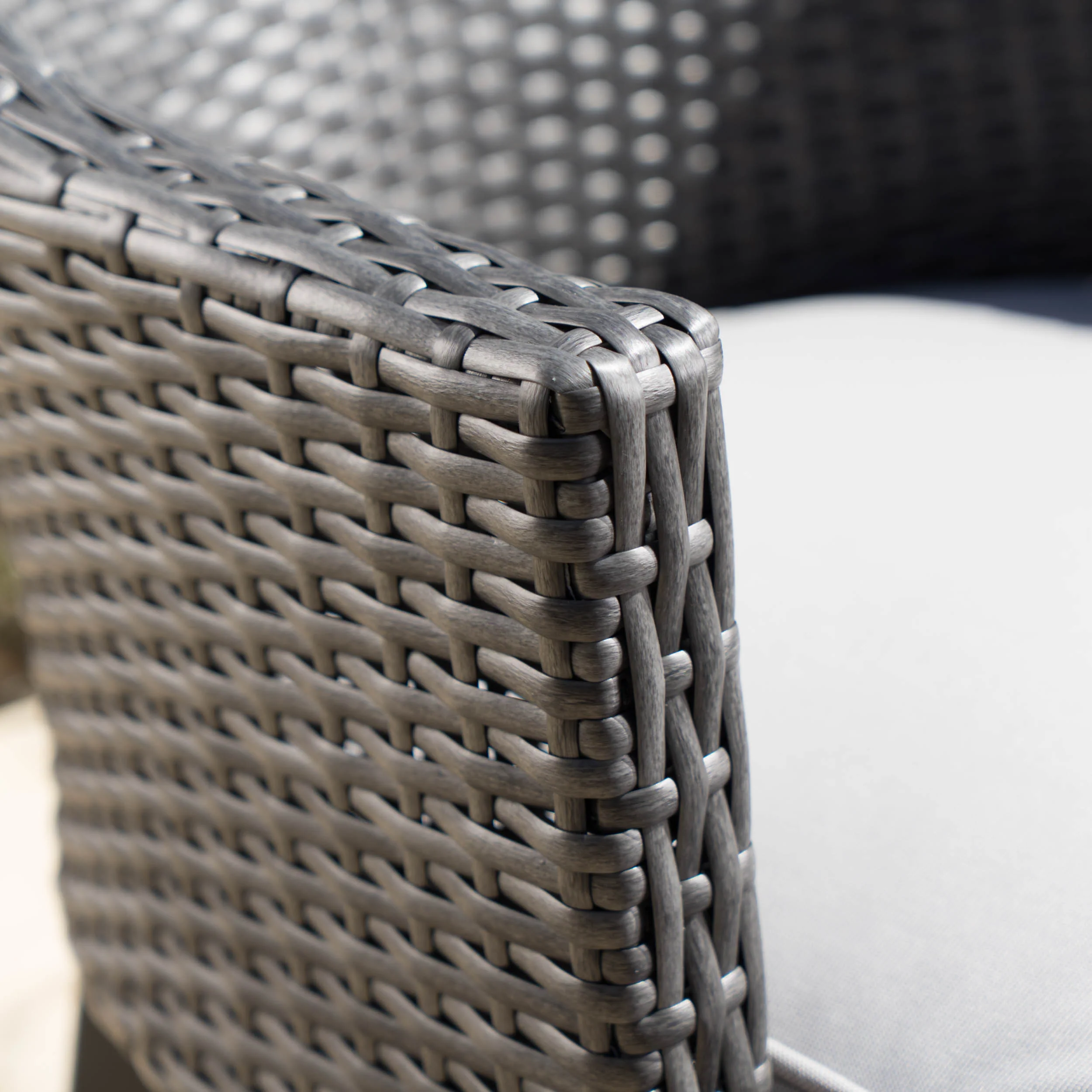 Leeward Outdoor 3 Piece Wicker Round Bistro Set with Water Resistant Cushions - furnishings
