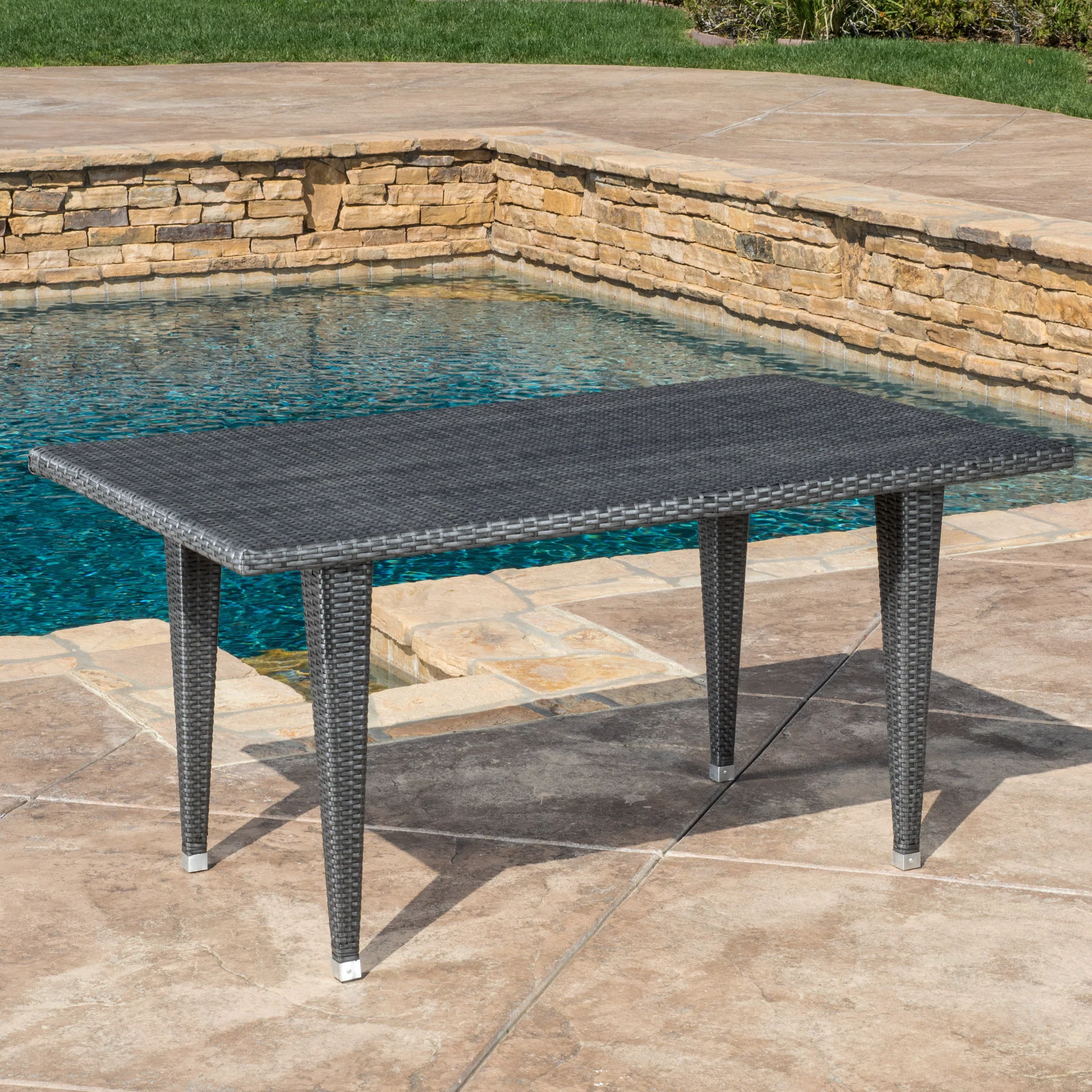 Aina Grey Wicker Outdoor Patio Table - furnishings