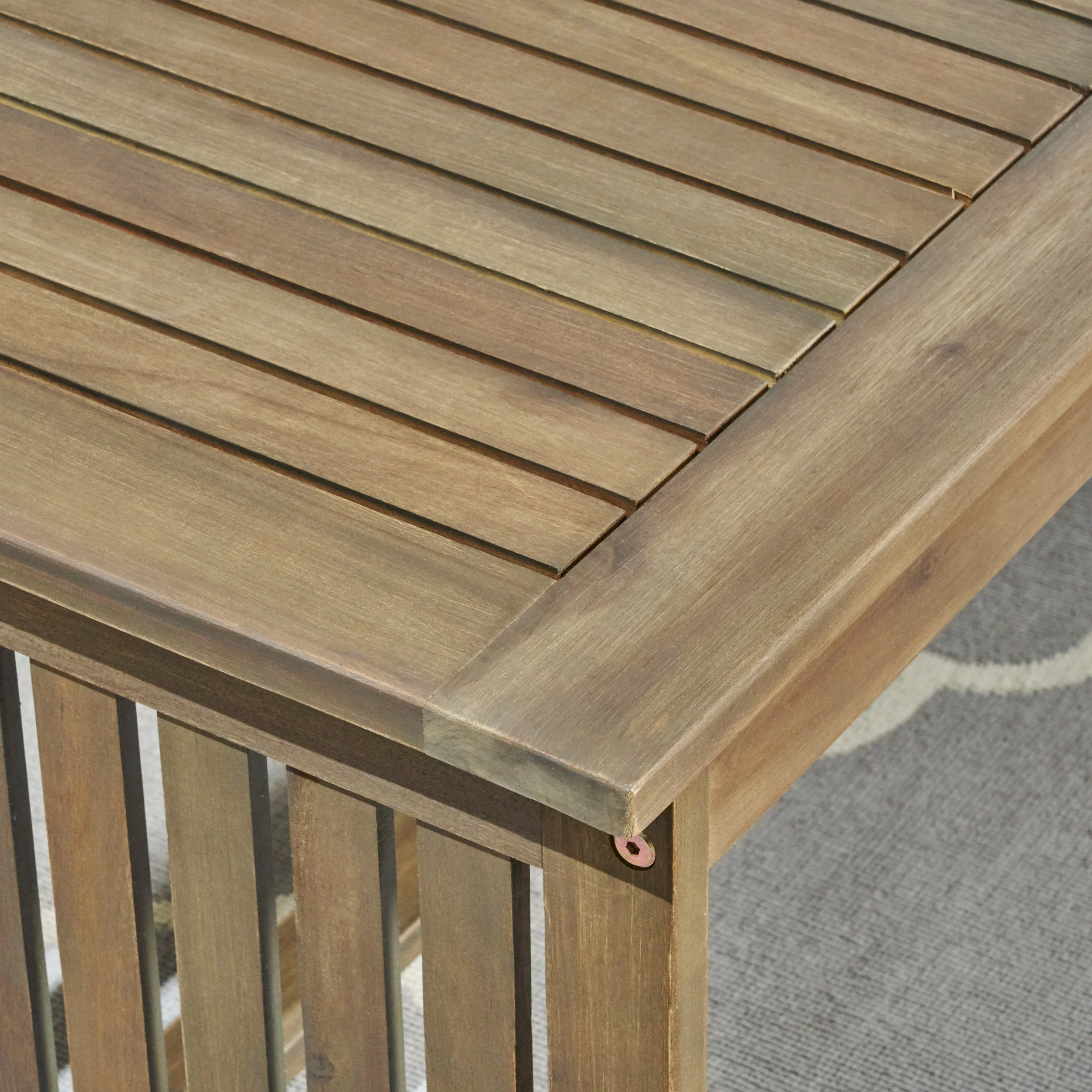Parry Outdoor Open Slat 6-Seater Acacia Wood Conversation Set with Coffee Table - furnishings