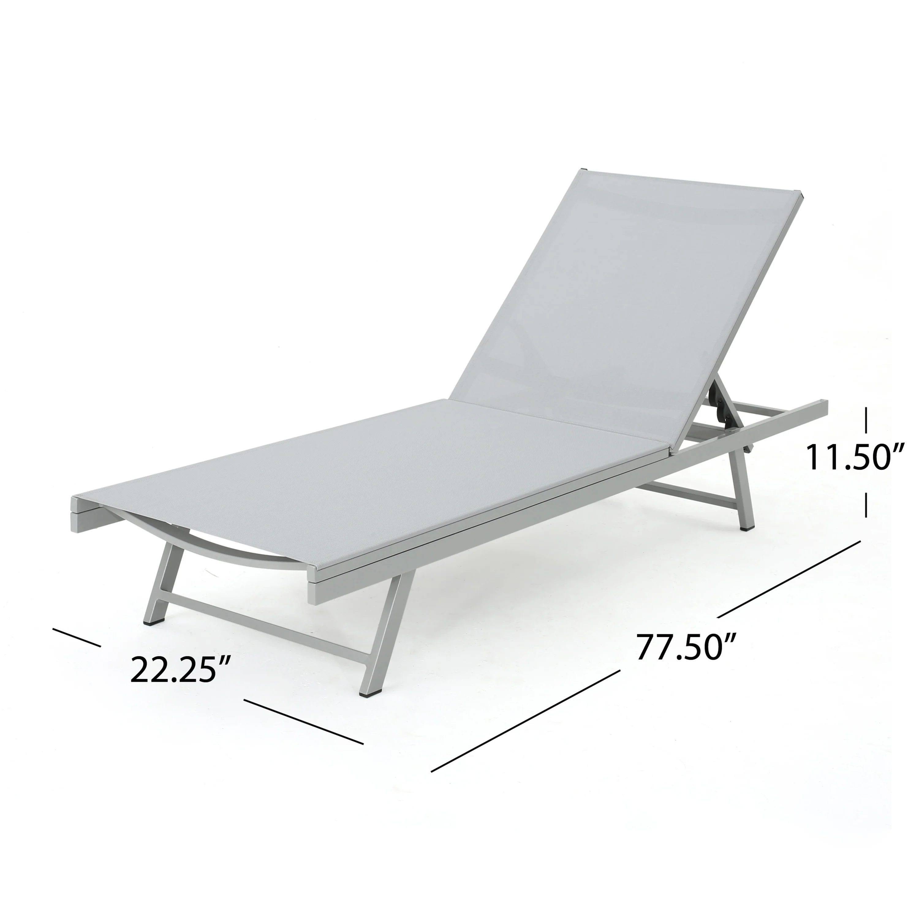 Holm Outdoor Gray Mesh Chaise Lounge with Aluminum Frame - furnishings