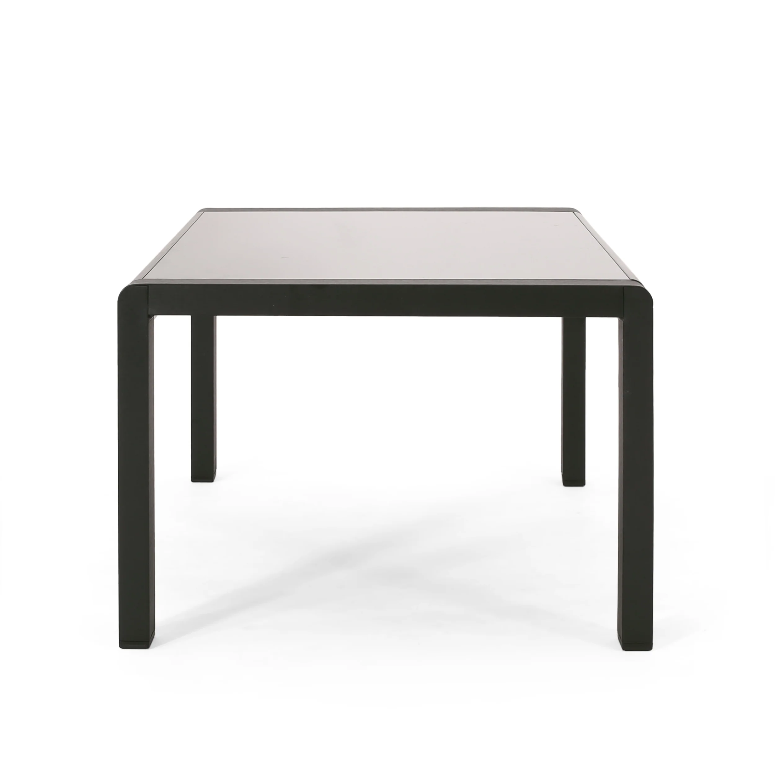 Gadd Outdoor Aluminum and Tempered Glass Coffee Table, Black, Gray - furnishings
