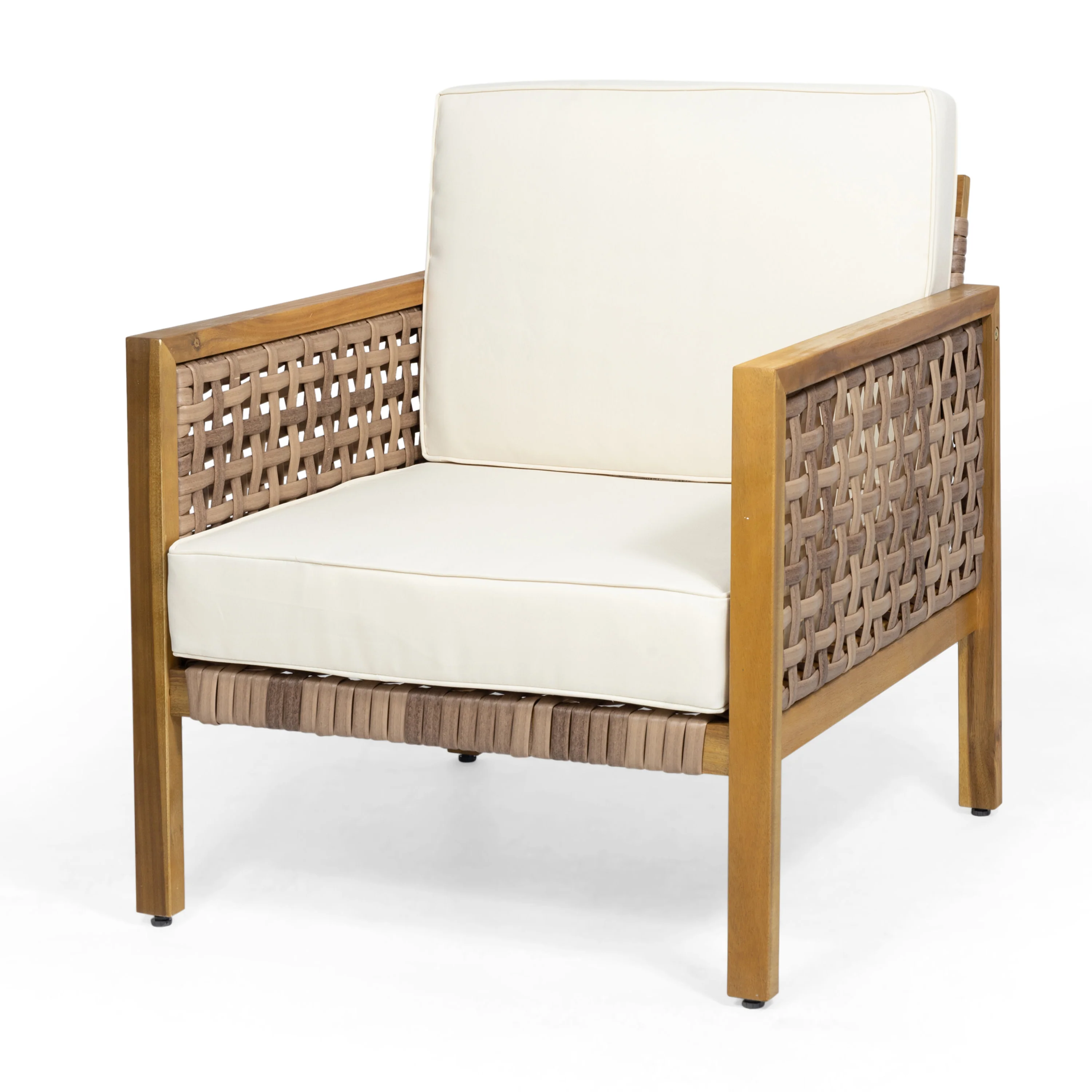Maycen Outdoor Acacia Wood and Wicker Club Chair - furnishings