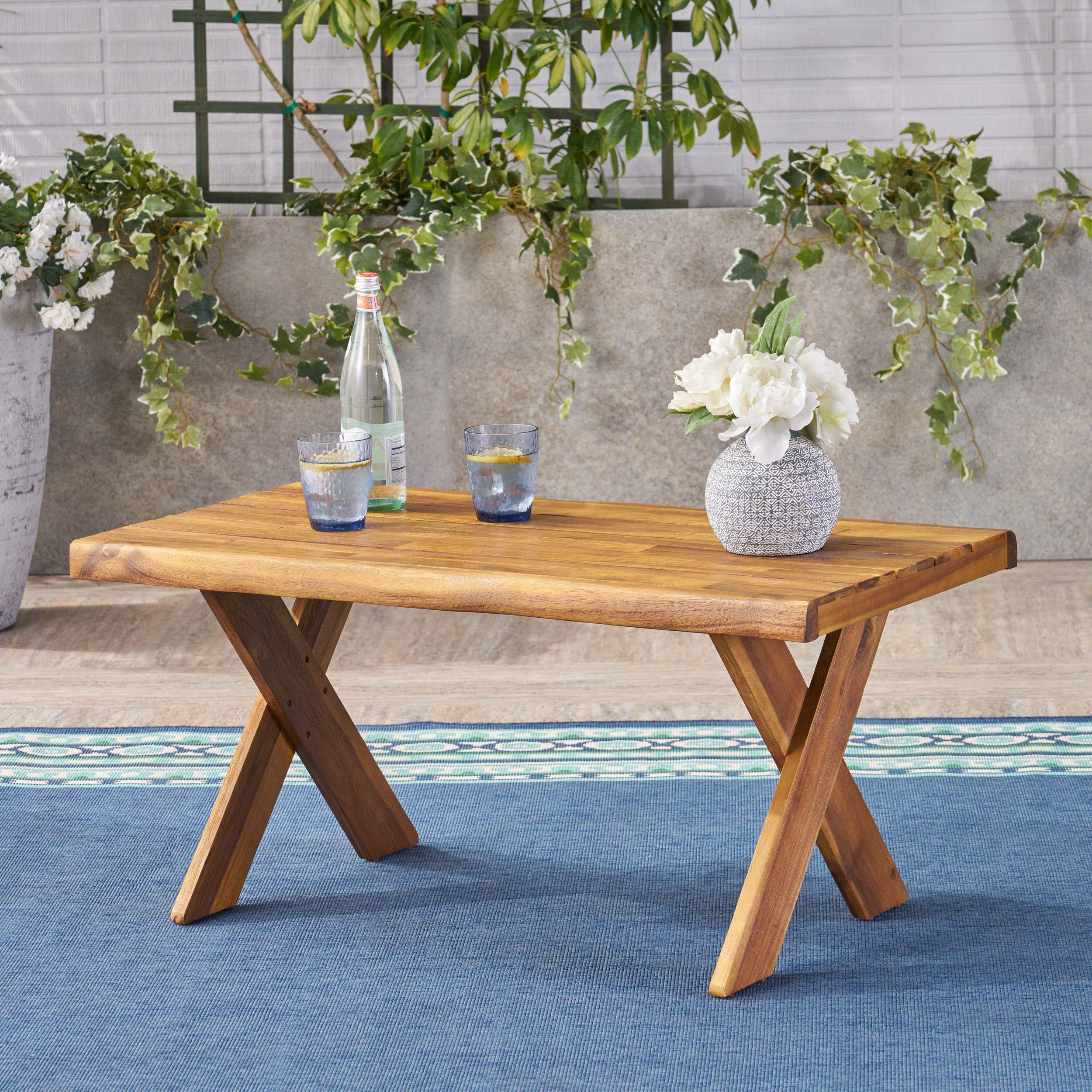 Irene Outdoor Acacia Wood Coffee Table - furnishings