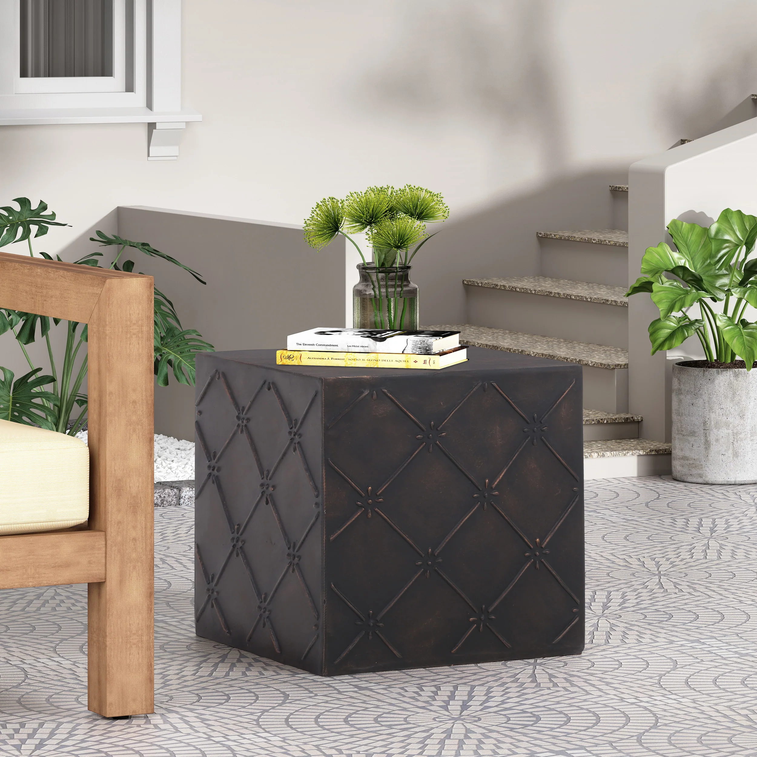 Baxton Outdoor Lightweight Concrete Side Table - furnishings