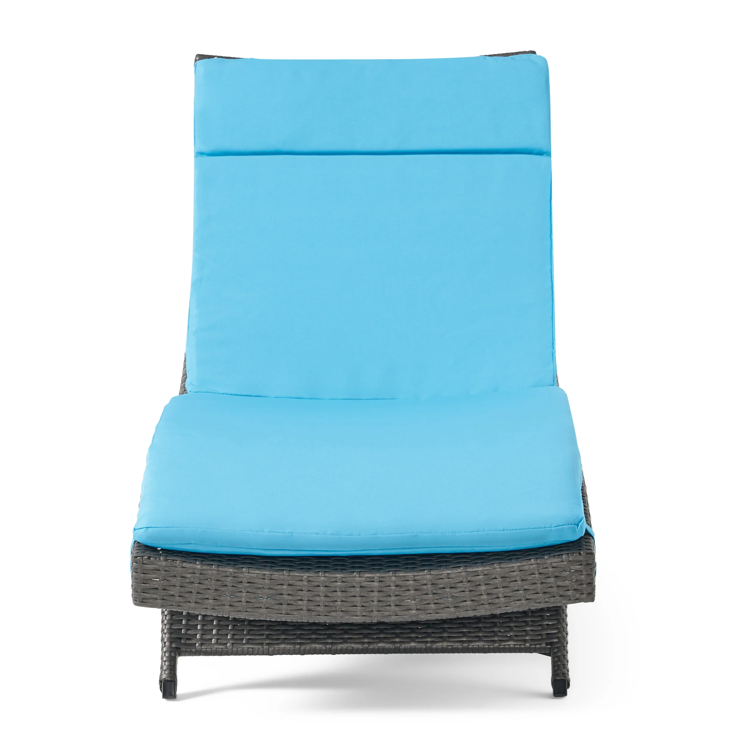 Nassau Outdoor Grey Wicker Adjustable Chaise Lounge with Cushion - furnishings