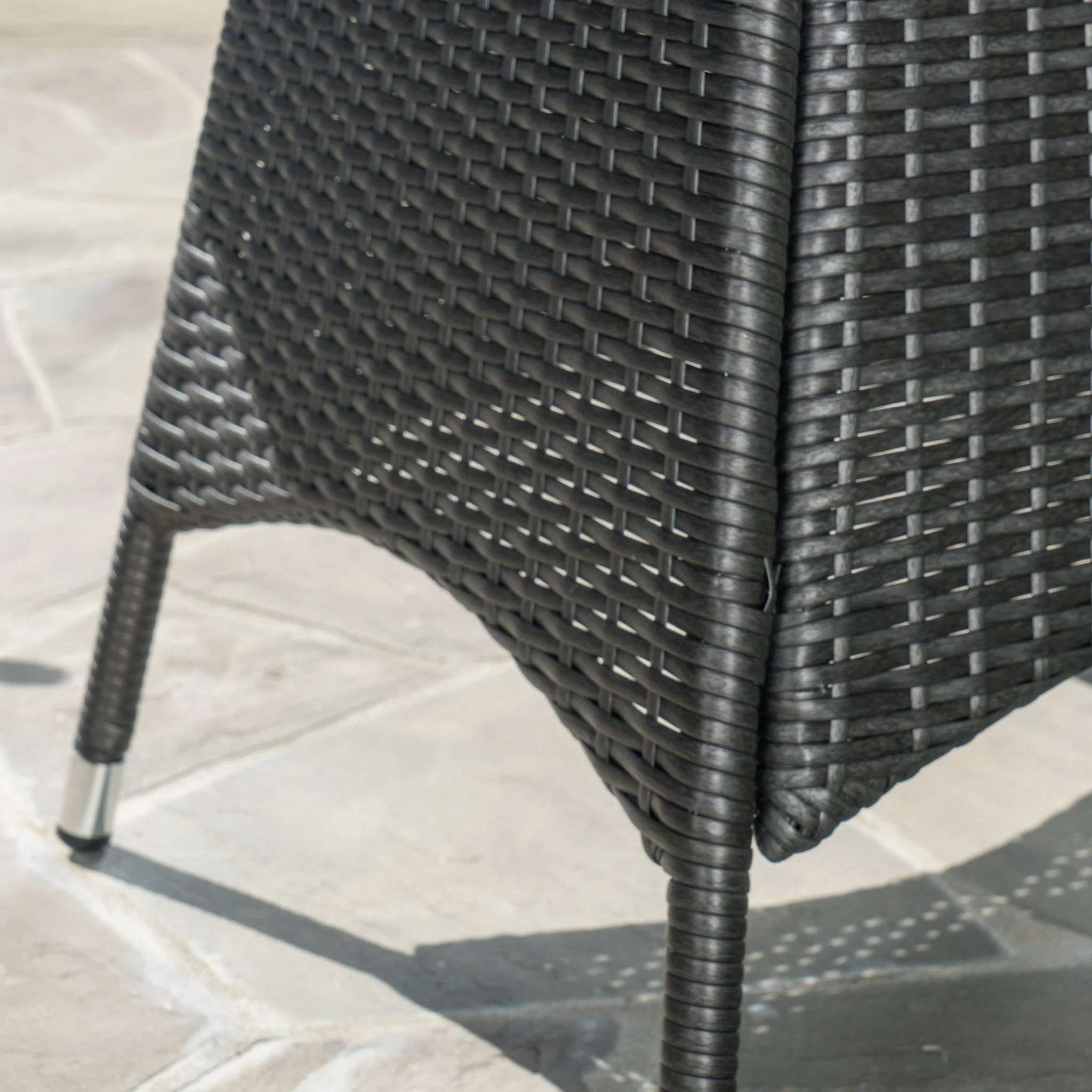 Bristle Outdoor Round Gray Wicker Bistro Table with Umbrella Hole - furnishings