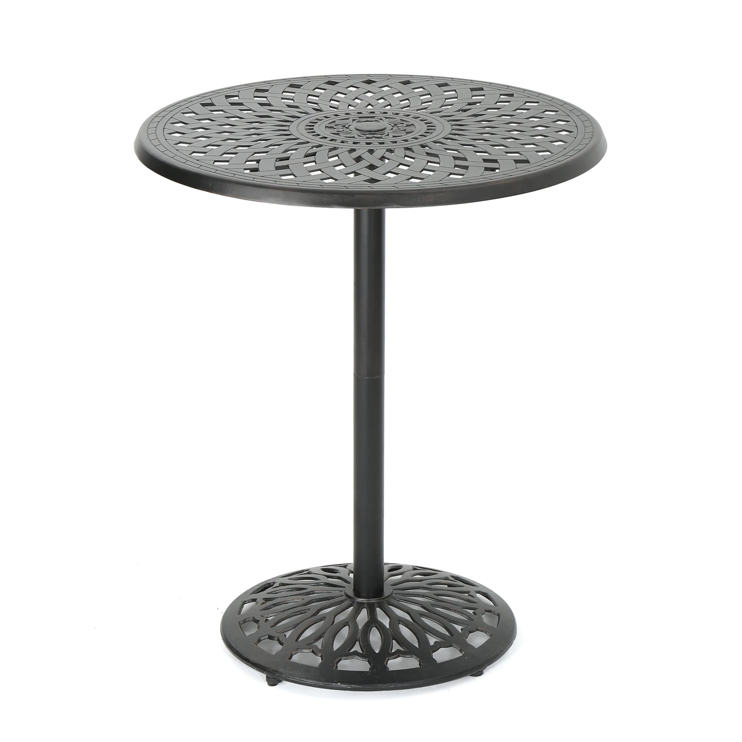 Arianna Outdoor Cast Aluminum Patina Copper Bar Table - furnishings