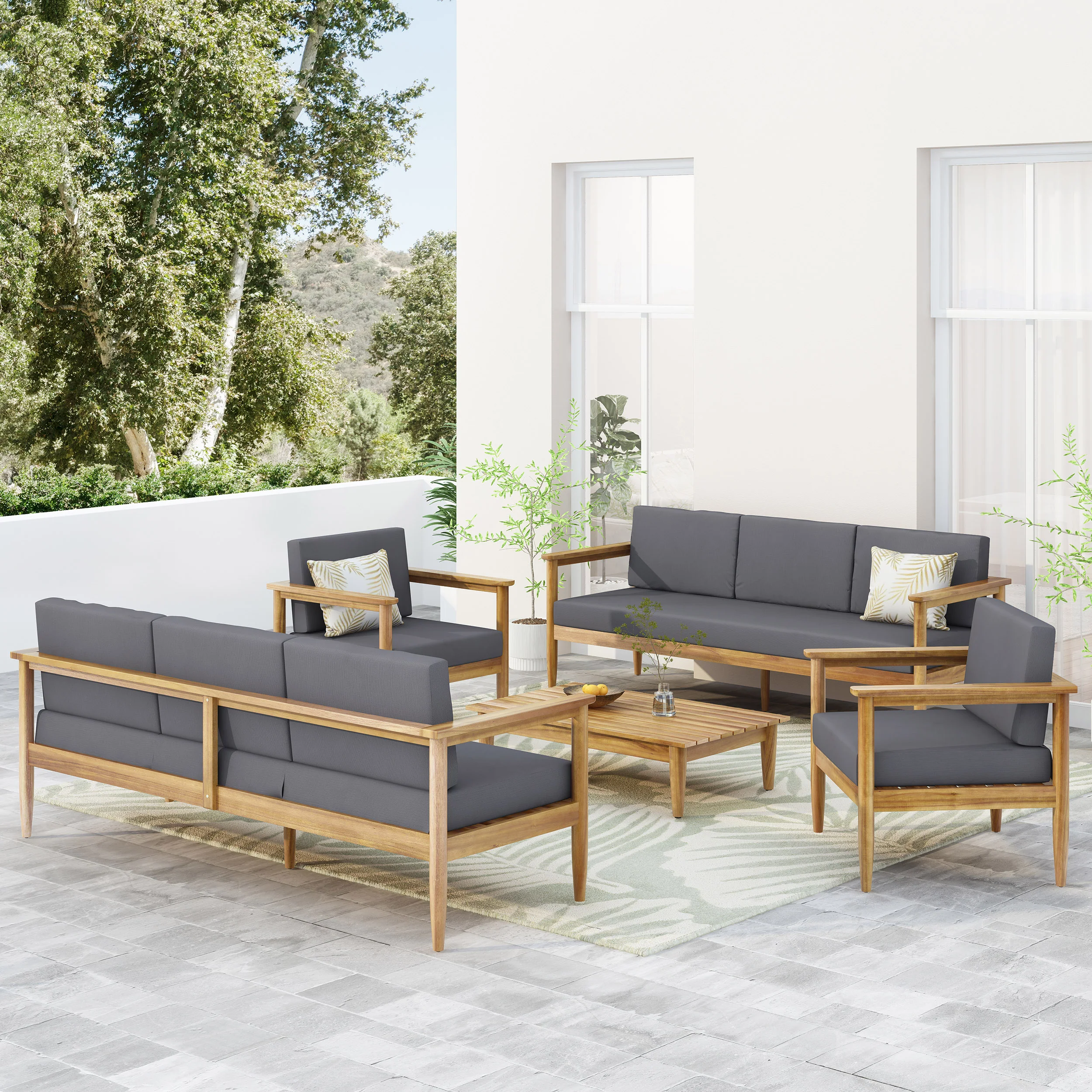 Plumb Outdoor Acacia Wood 8 Seater Chat Set - furnishings