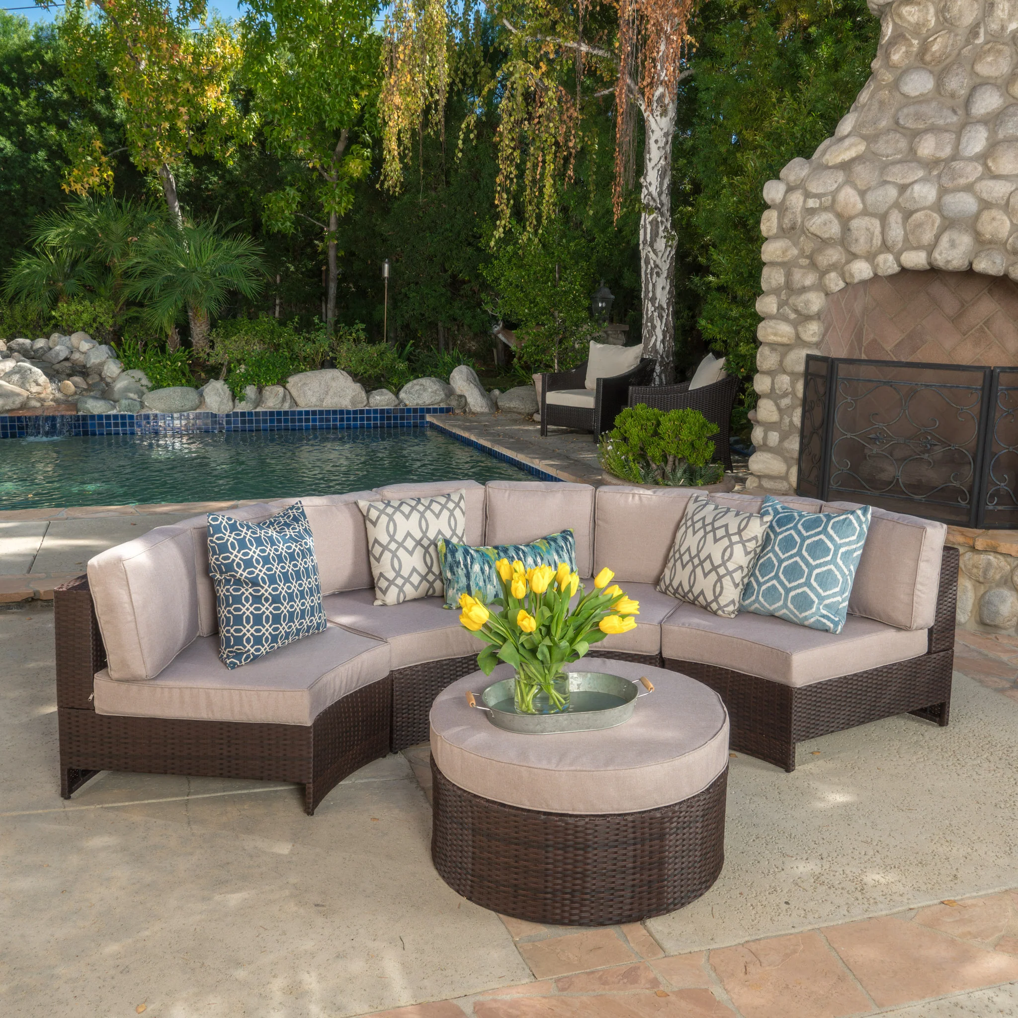 Riviera 5pc Outdoor Sectional Sofa Set - furnishings
