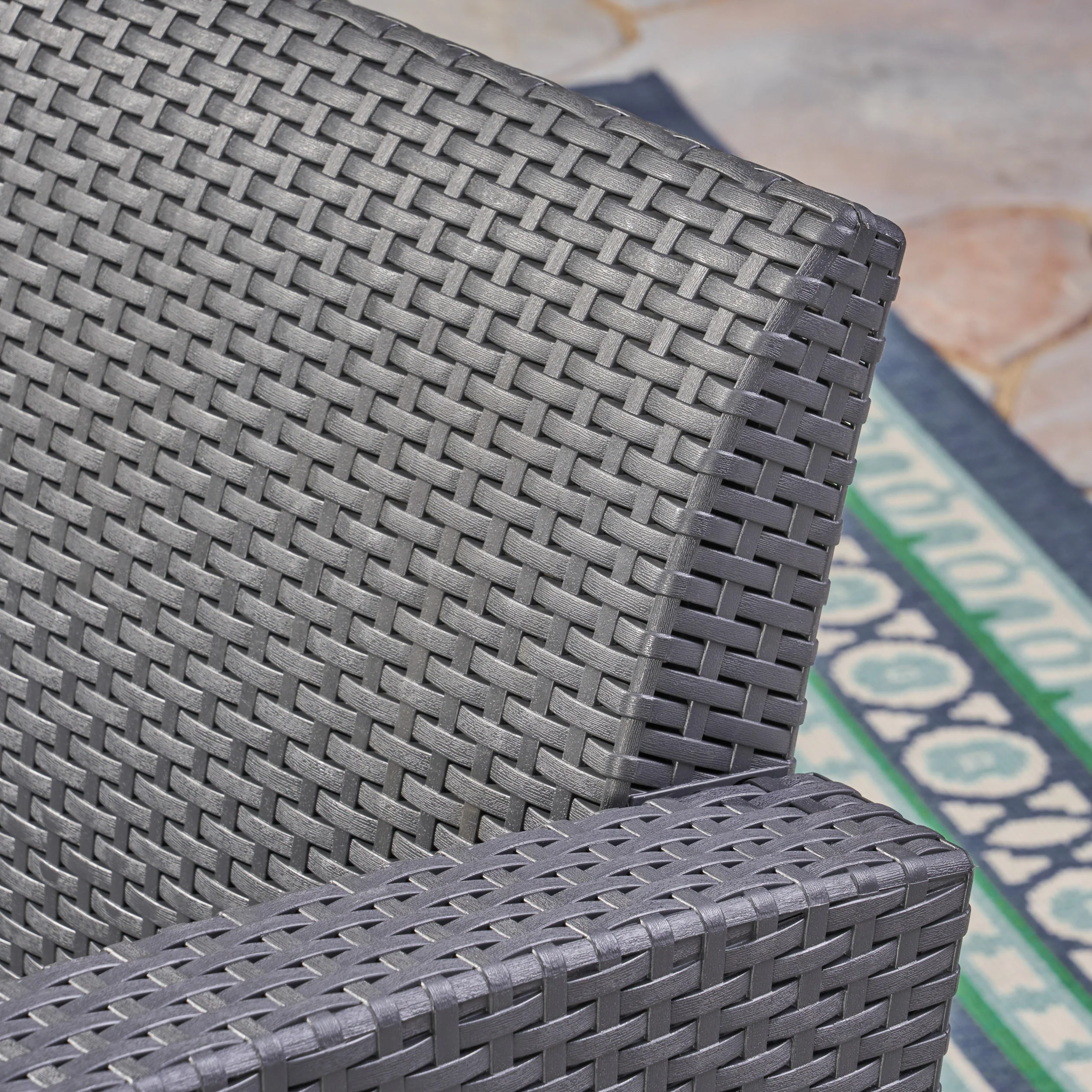 Casey Outdoor 4-Seater Wicker Print Club Chair Chat Set with Fire Pit - furnishings