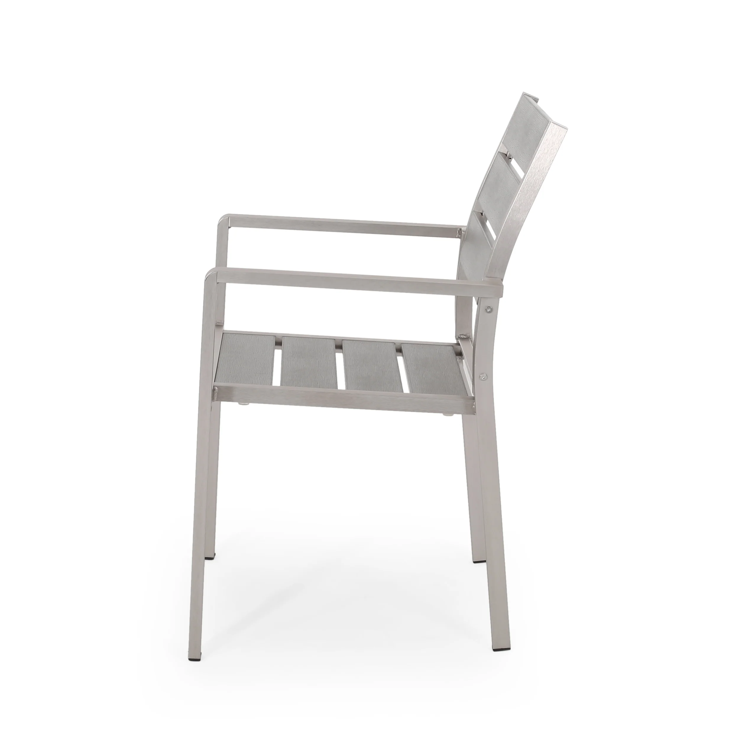 Cherie Outdoor Modern Aluminum Dining Chair with Faux Wood Seat (Set of 2) - furnishings