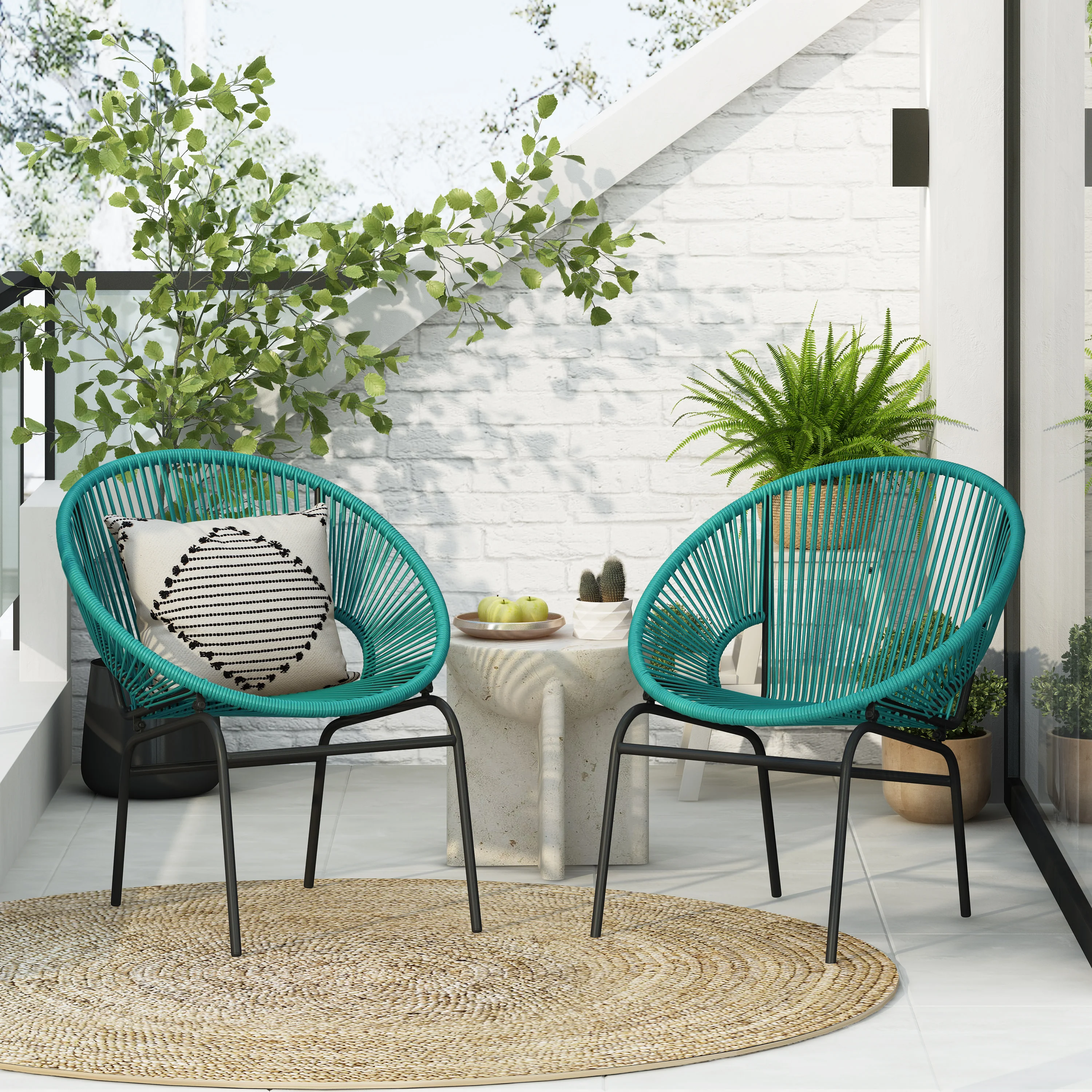 Carver Indoor & Outdoor Acapulco Weave Faux Rattan Club Chairs (Set of 2) - furnishings