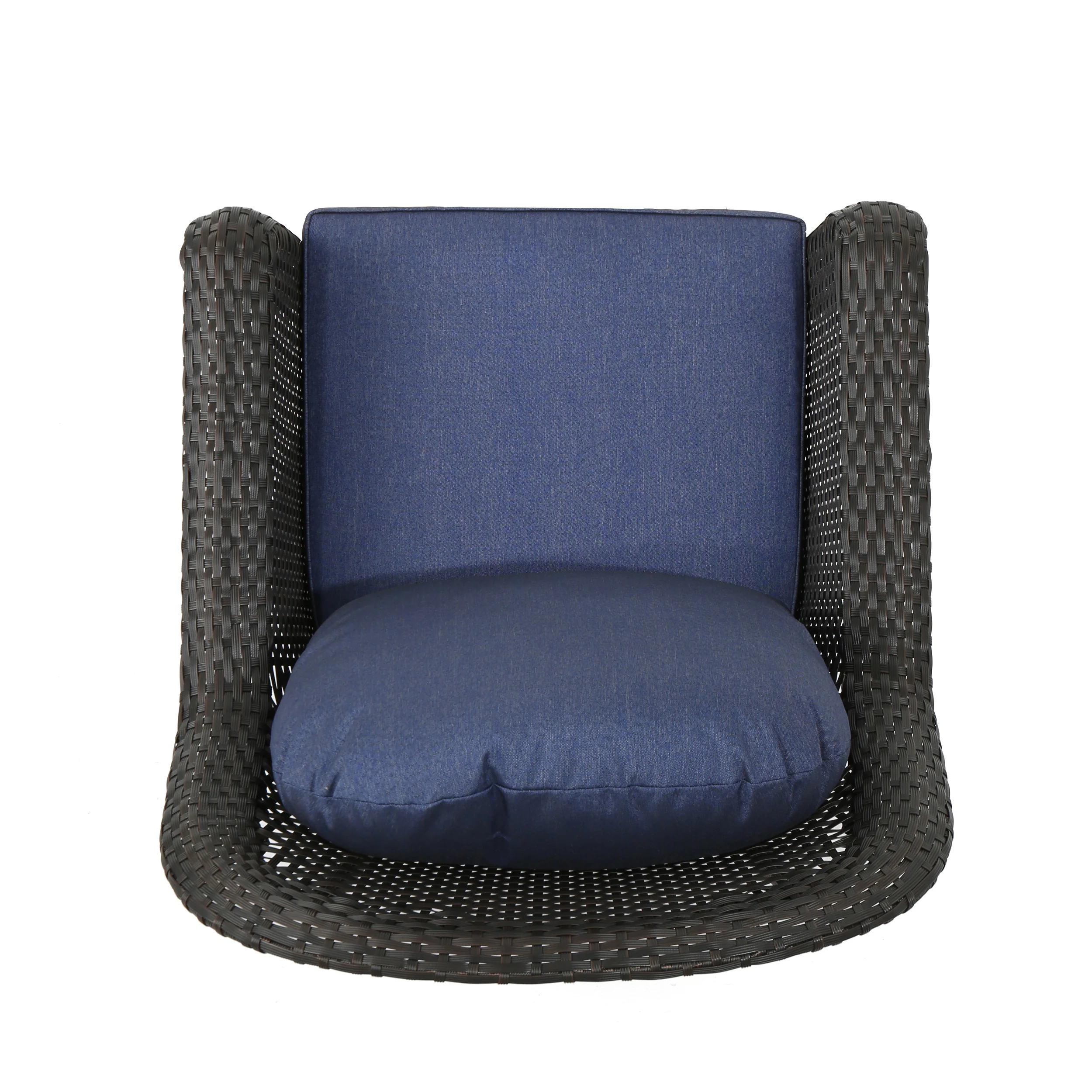Linsten Outdoor 4 Seater Wicker Swivel Chair and Fire Pit Set - furnishings