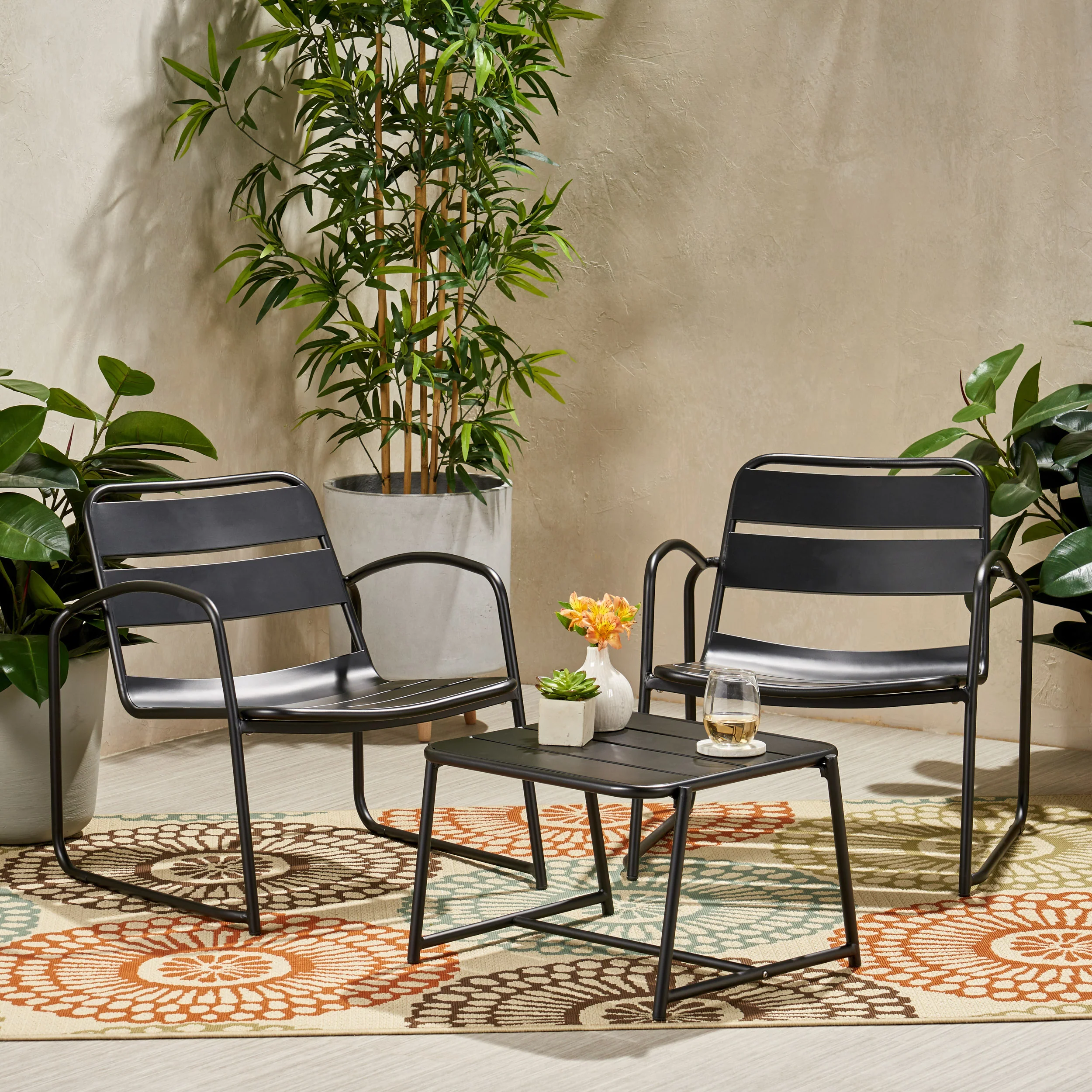 Daryah Outdoor Modern 2 Seater Chat Set - furnishings