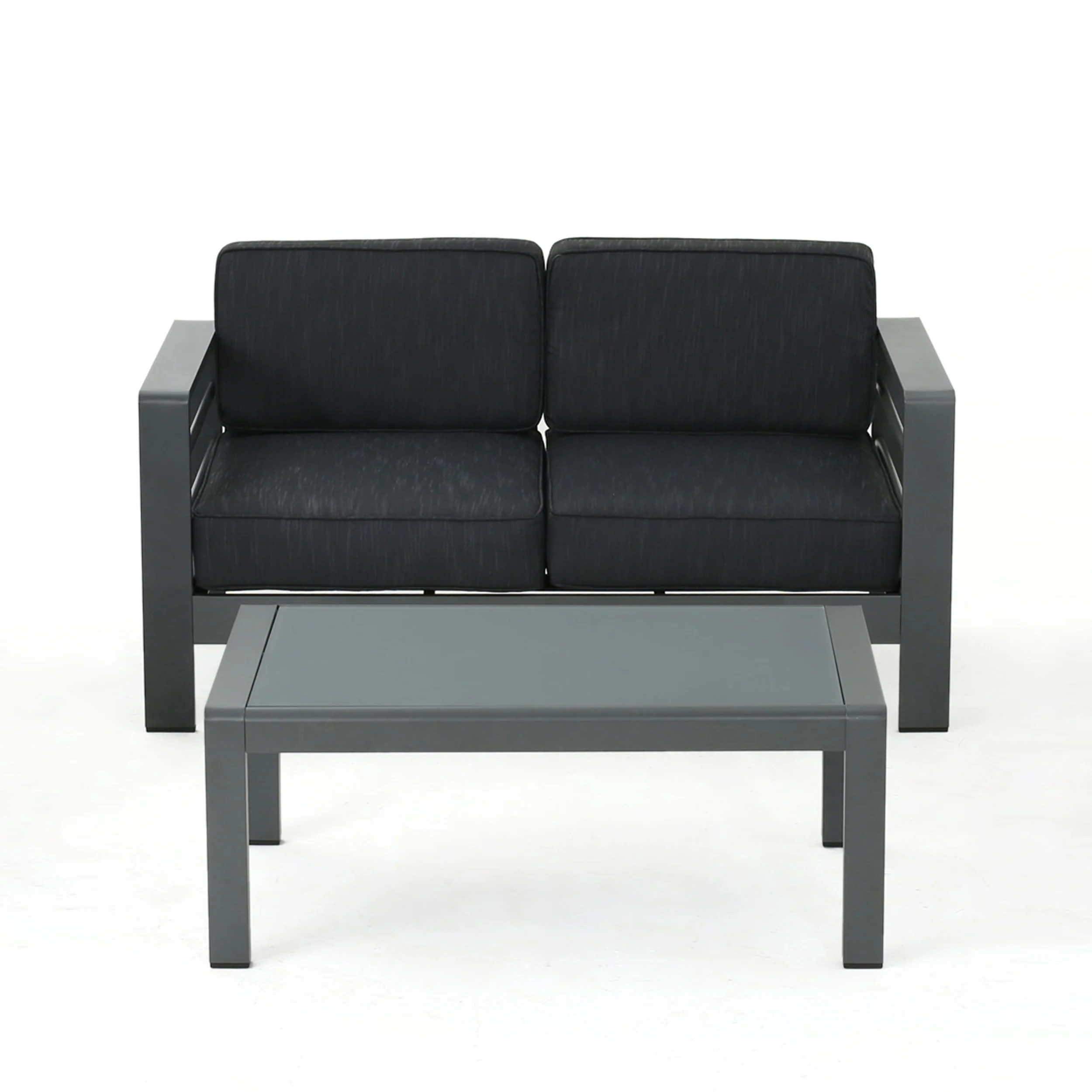 Crested Bay Outdoor Aluminum Loveseat and Coffee Table Set - furnishings