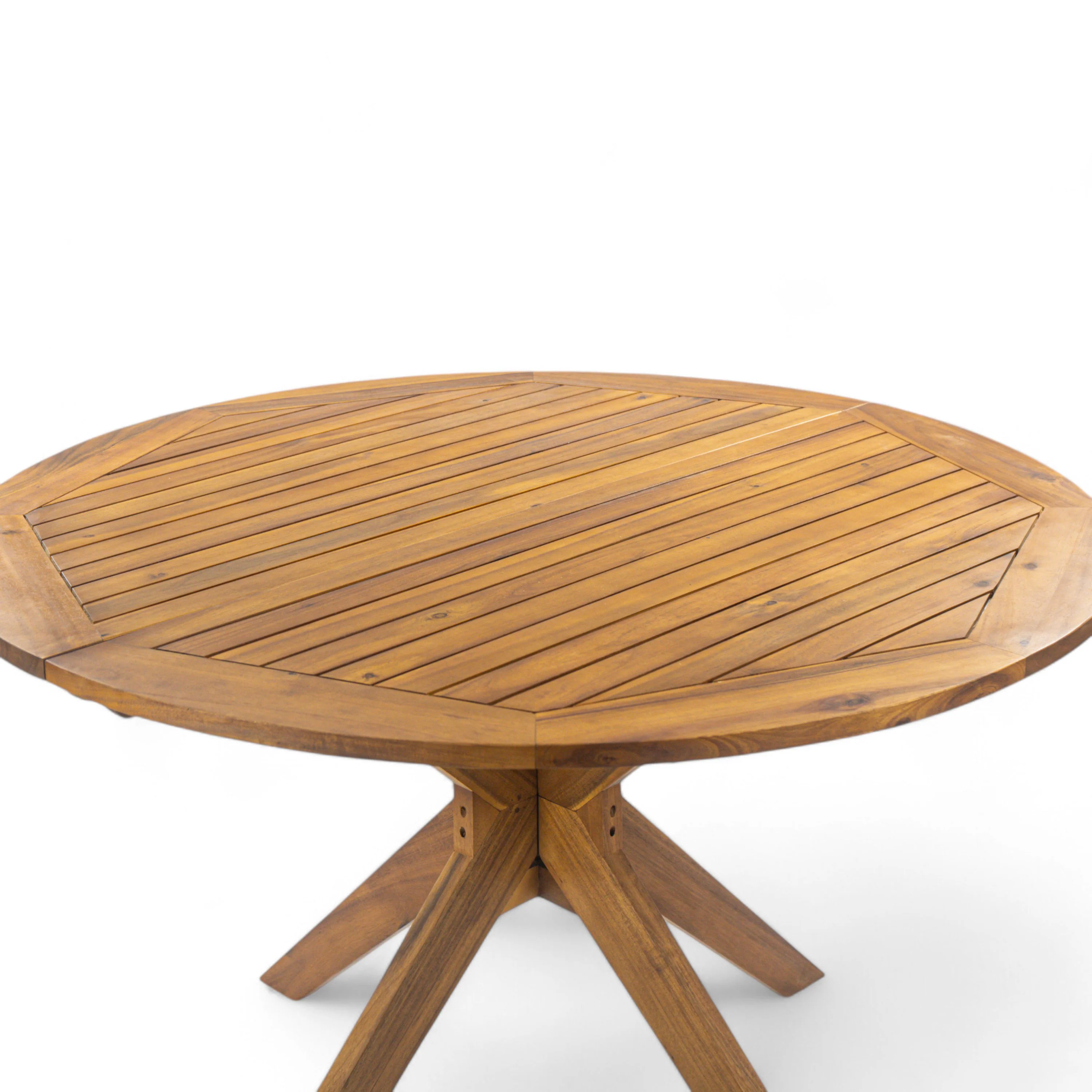 Stanford Outdoor Acacia Wood Round Dining Table - furnishings