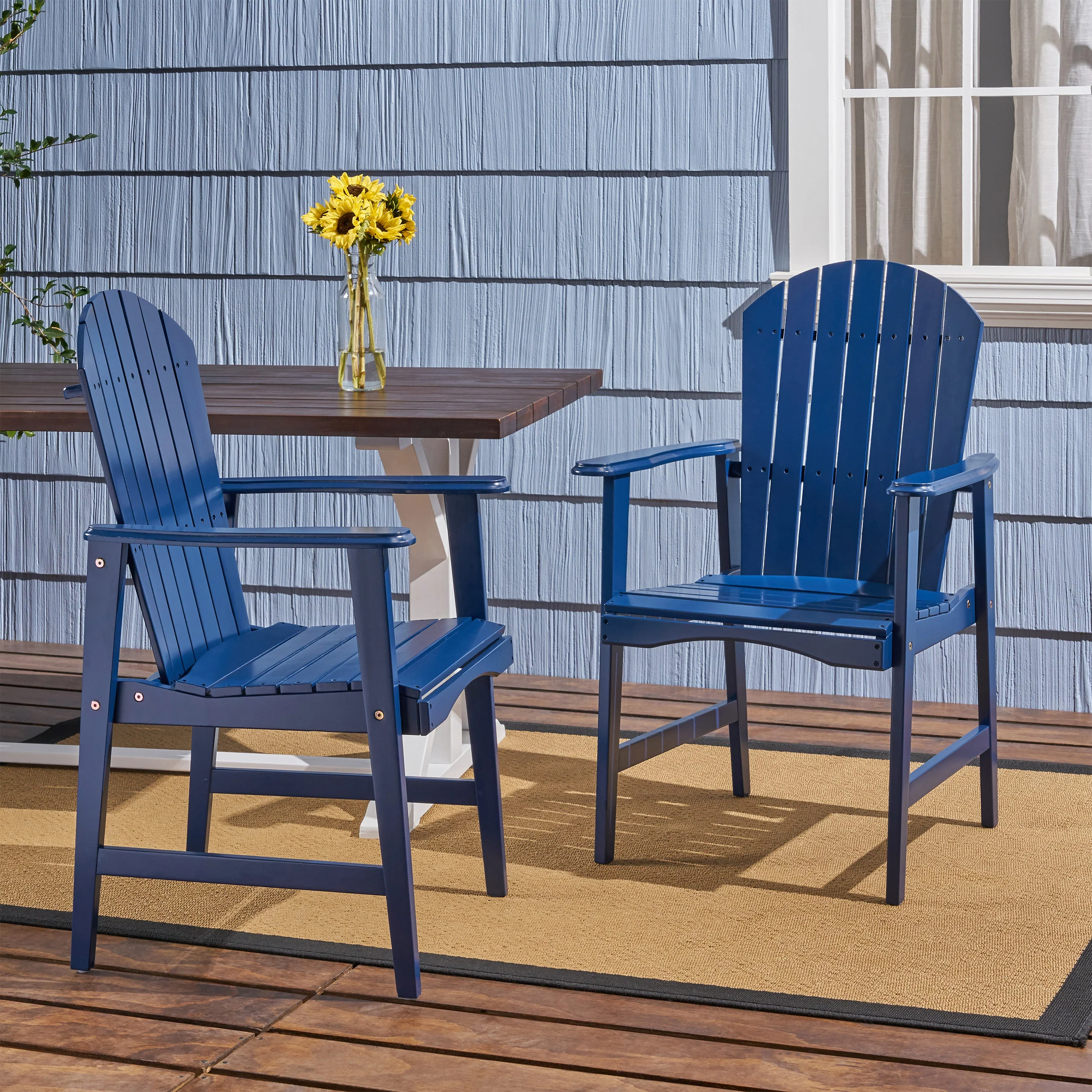 Easter Outdoor Weather Resistant Acacia Wood Adirondack Dining Chairs (Set of 2) - furnishings