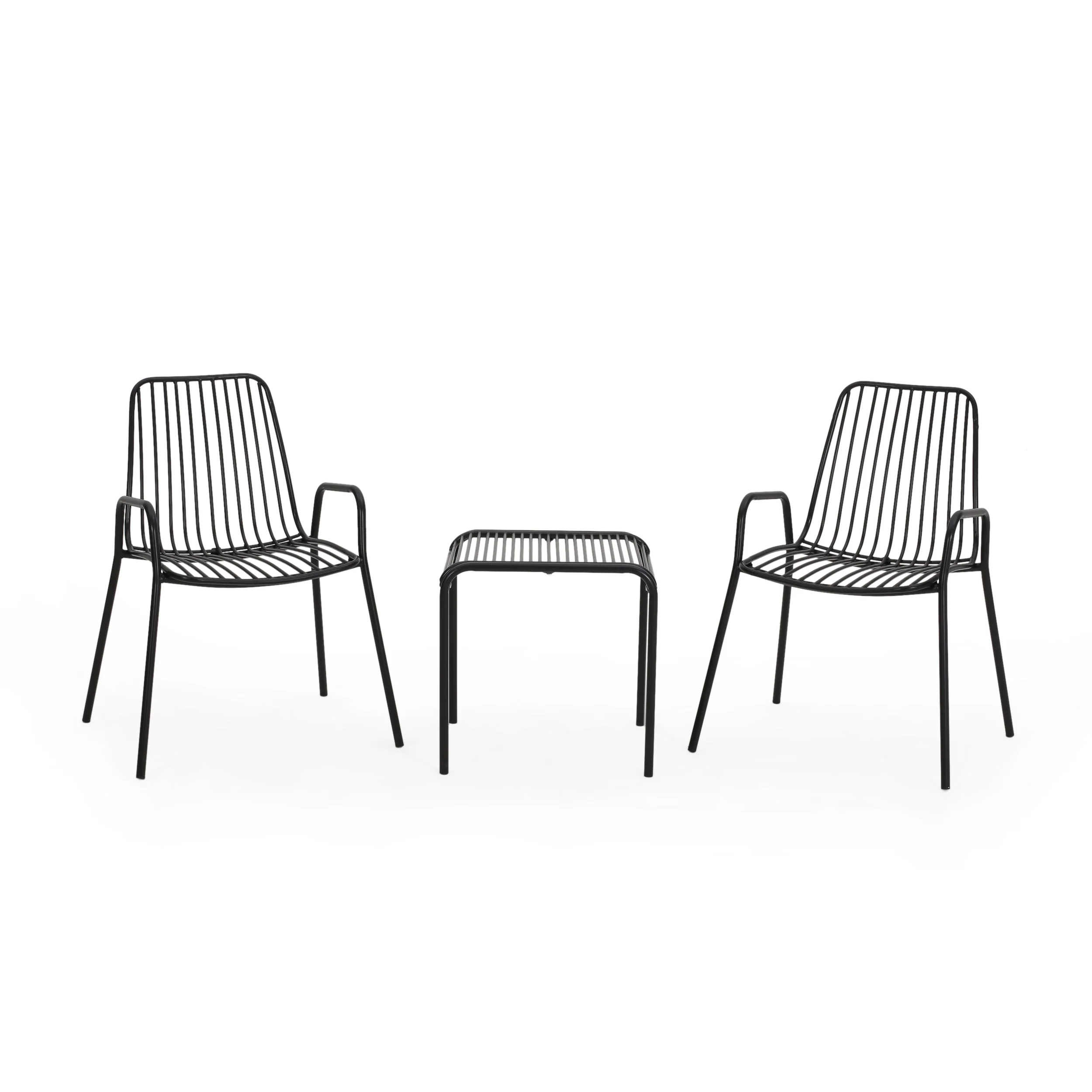 Ashwood Outdoor Modern Iron 2 Seater Chat Set - furnishings
