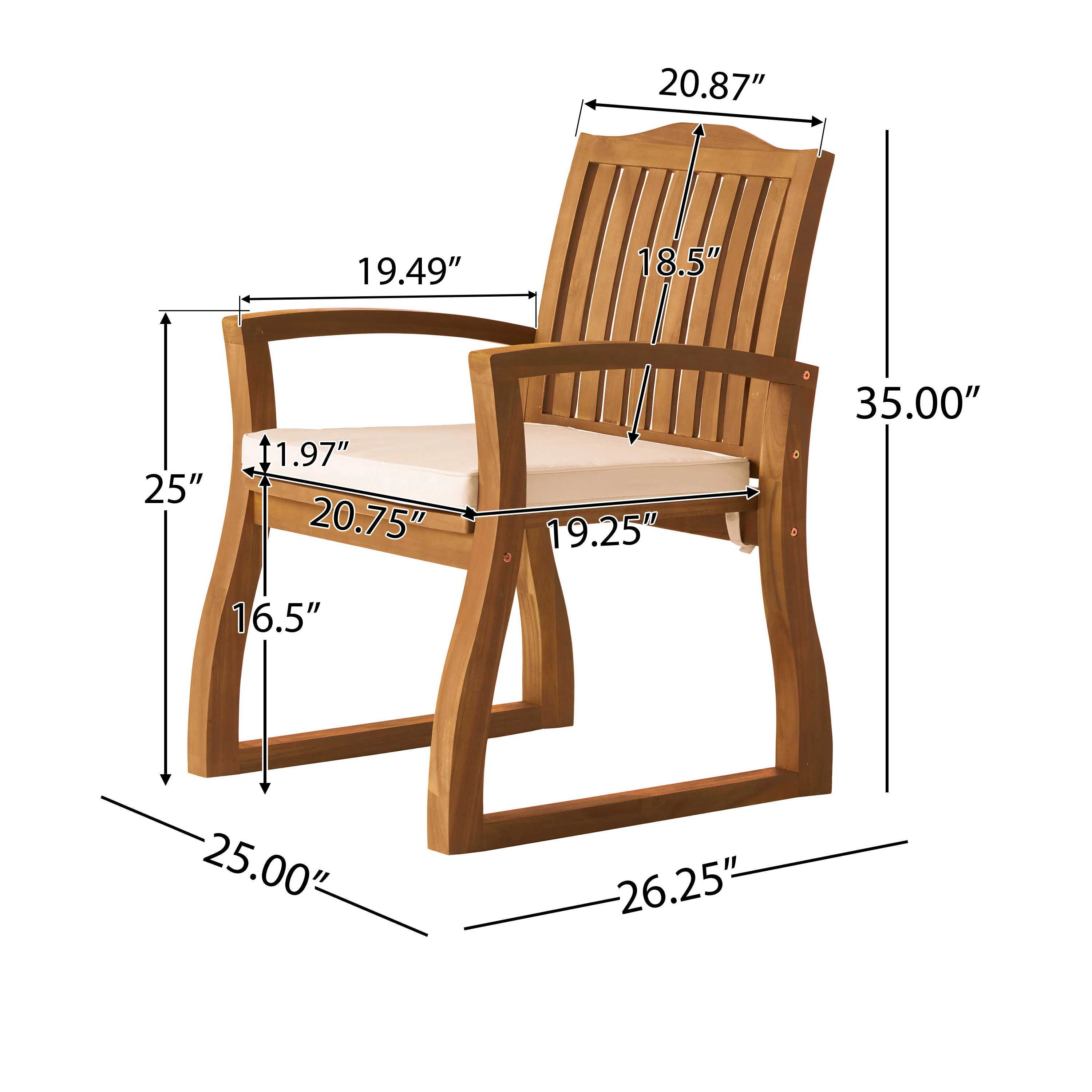 Tampa Teak Finish Acacia Wood Outdoors Dining Chairs (Set of 2) - furnishings