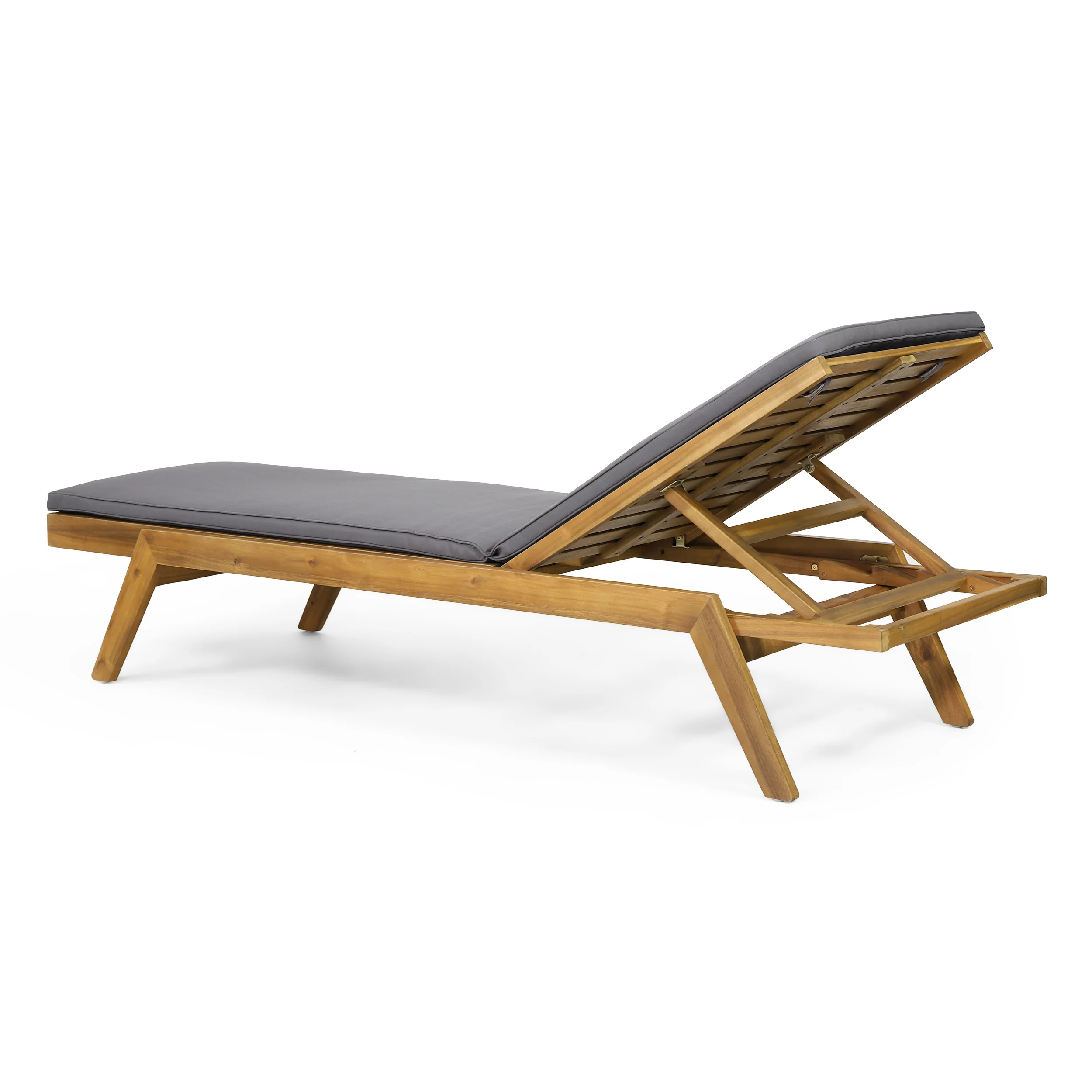 Larimore Outdoor Acacia Wood Chaise Lounge with Water Resistant Cushions, Set of 4 - furnishings